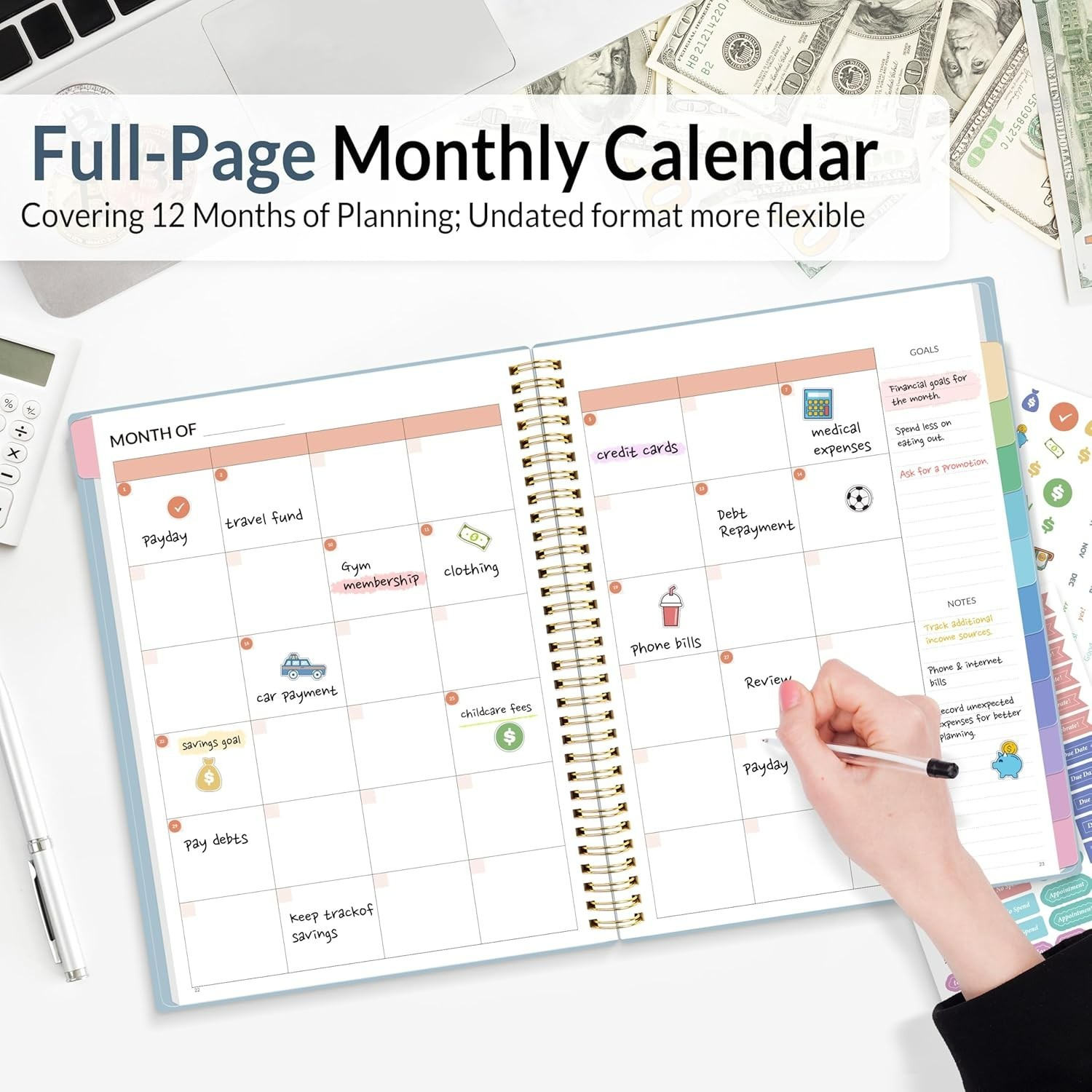Undated Monthly Budget Book with Waterproof Cover – A5 Financial Organizer