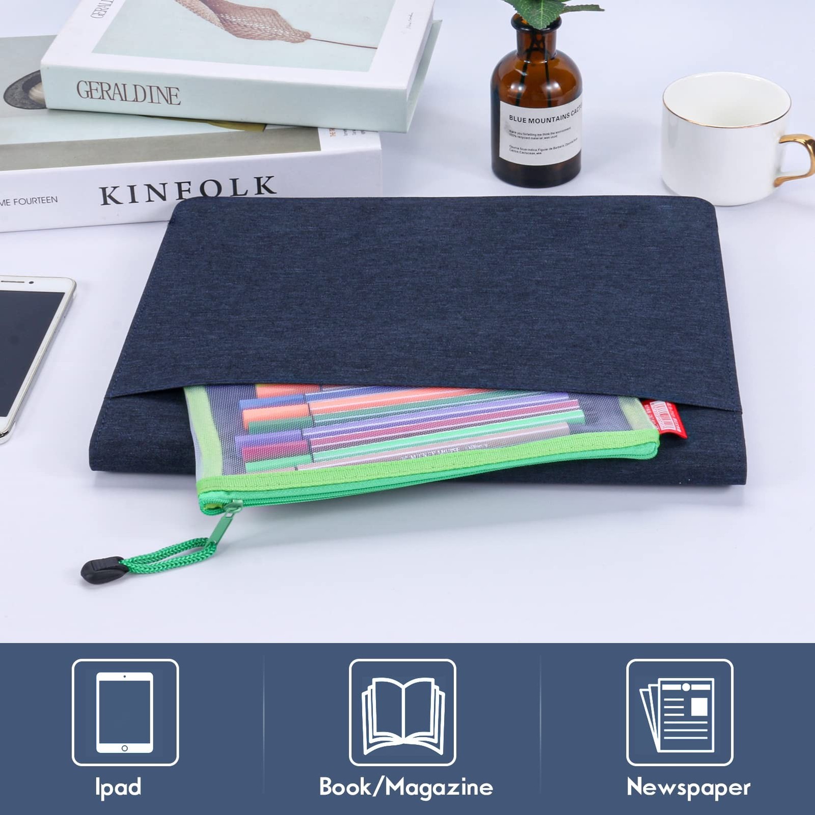 Folio Cover for Rocketbook Fusion, Portfolio Organizer, Waterproof Fabric, Mu…