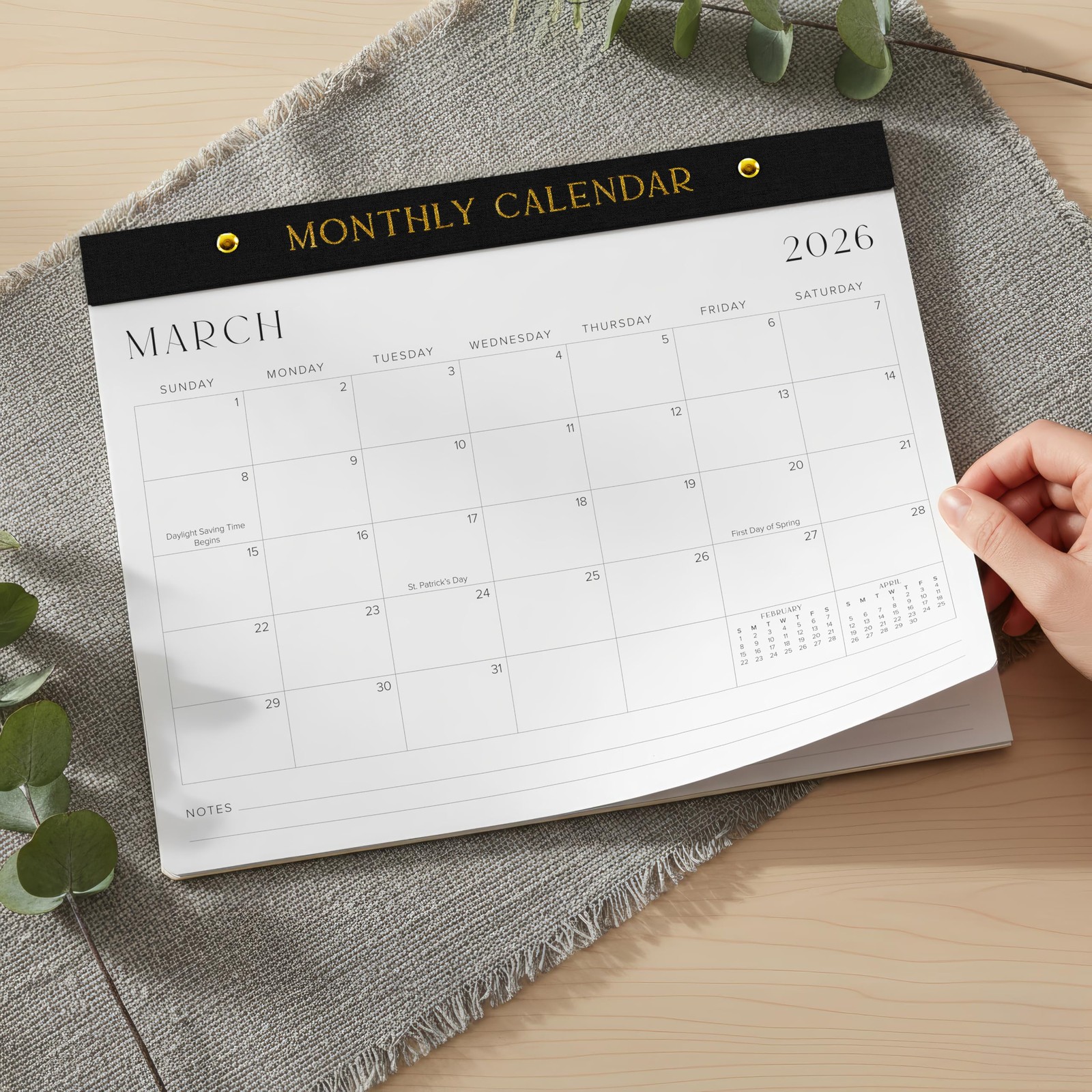 Aesthetic 2026-2027 Desk Calendar – Runs From January 2026 Until July Black