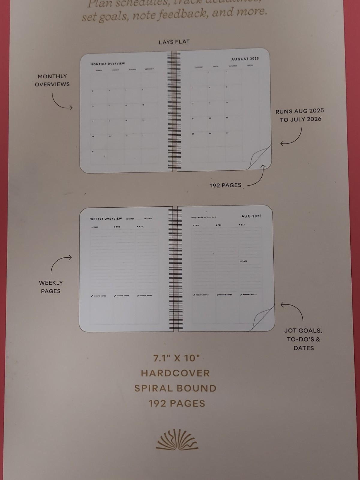 🥥 Papier academic planner 2025-2026 (Hard Cover) 7.1″x10″🆕️