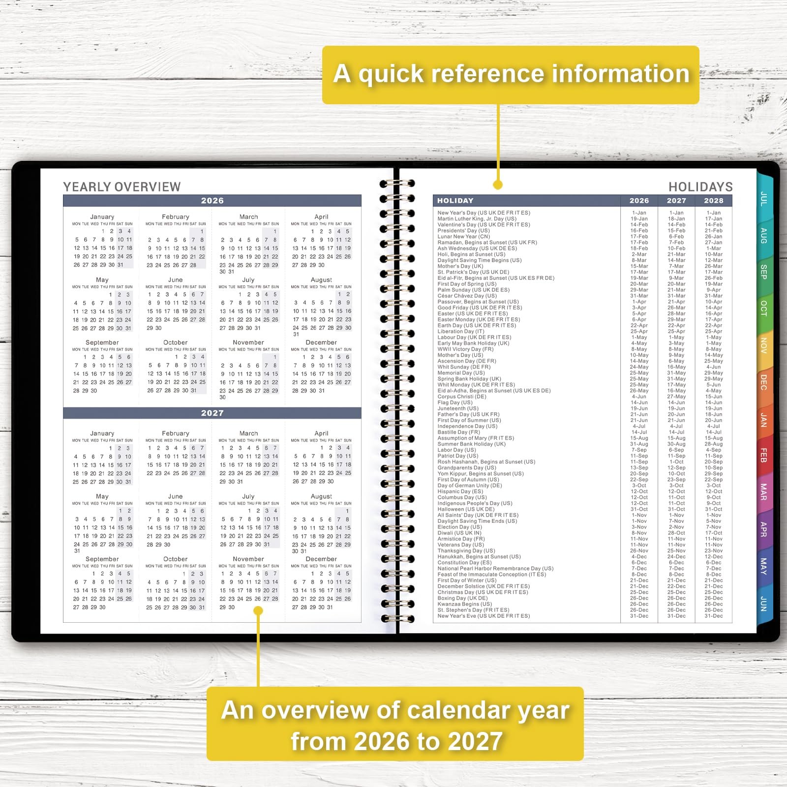 Appointment Book 2026-2027 – Planner Large, Black:9″ x 11″