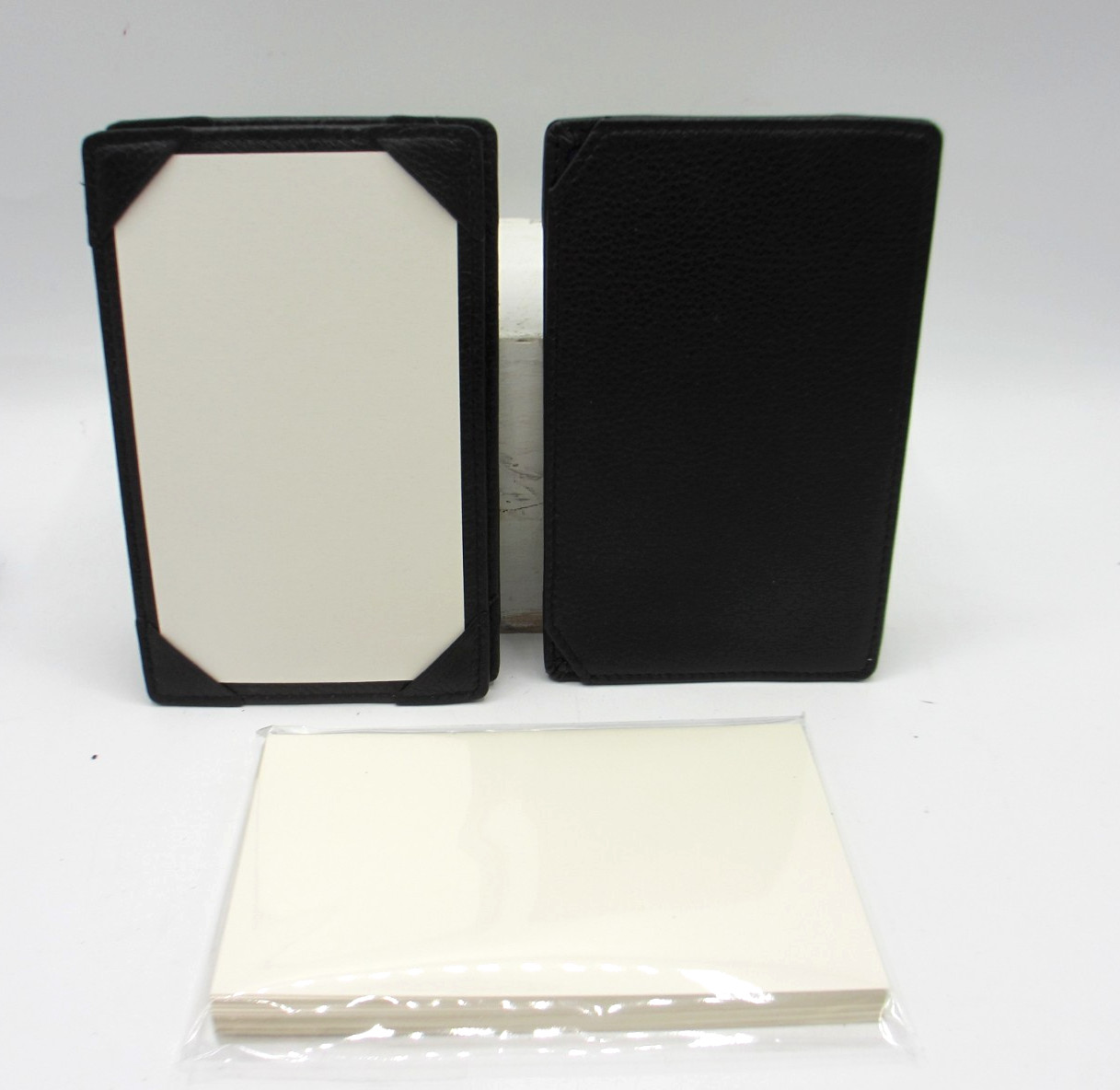 Jotter Notepad Leather 3×5″ Personal Pocket Refillable w 24 Cards Black