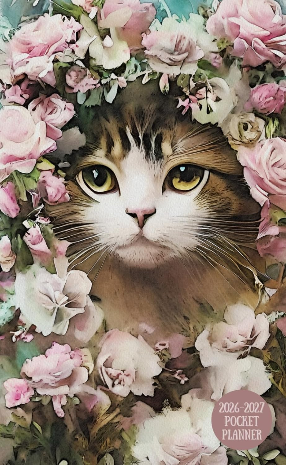 2026-2027 Pocket Planner: Floral Cat 2-Year Monthly Mini Calendar Book (Jan ’26-