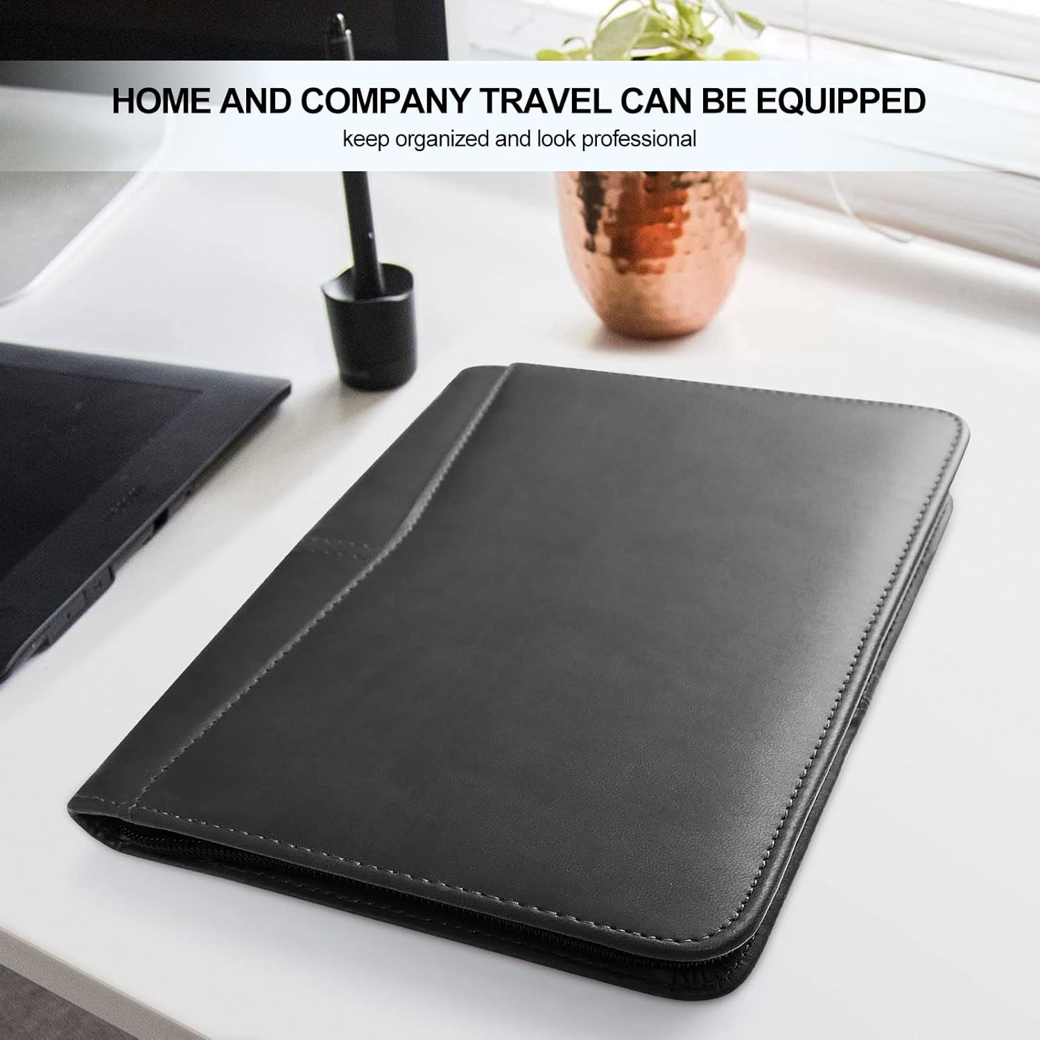 Mini Leather Zippered Padfolio Portfolio Binder 5 x 8 Legal Writing Pad, Prof…