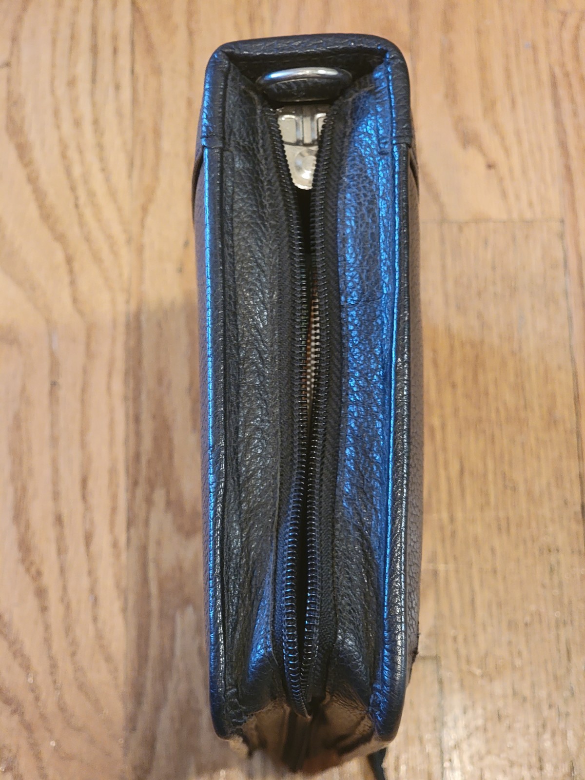 FRANKLIN QUEST Zip Binder 1994 w/ Inserts Vintage 6 Ring Black Top Grain Leather