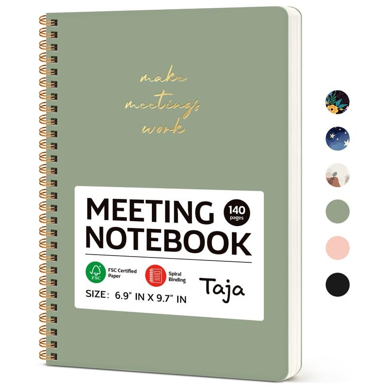 Taja Meeting Notebook for Work Organization – notebook 1 Pack, B-green