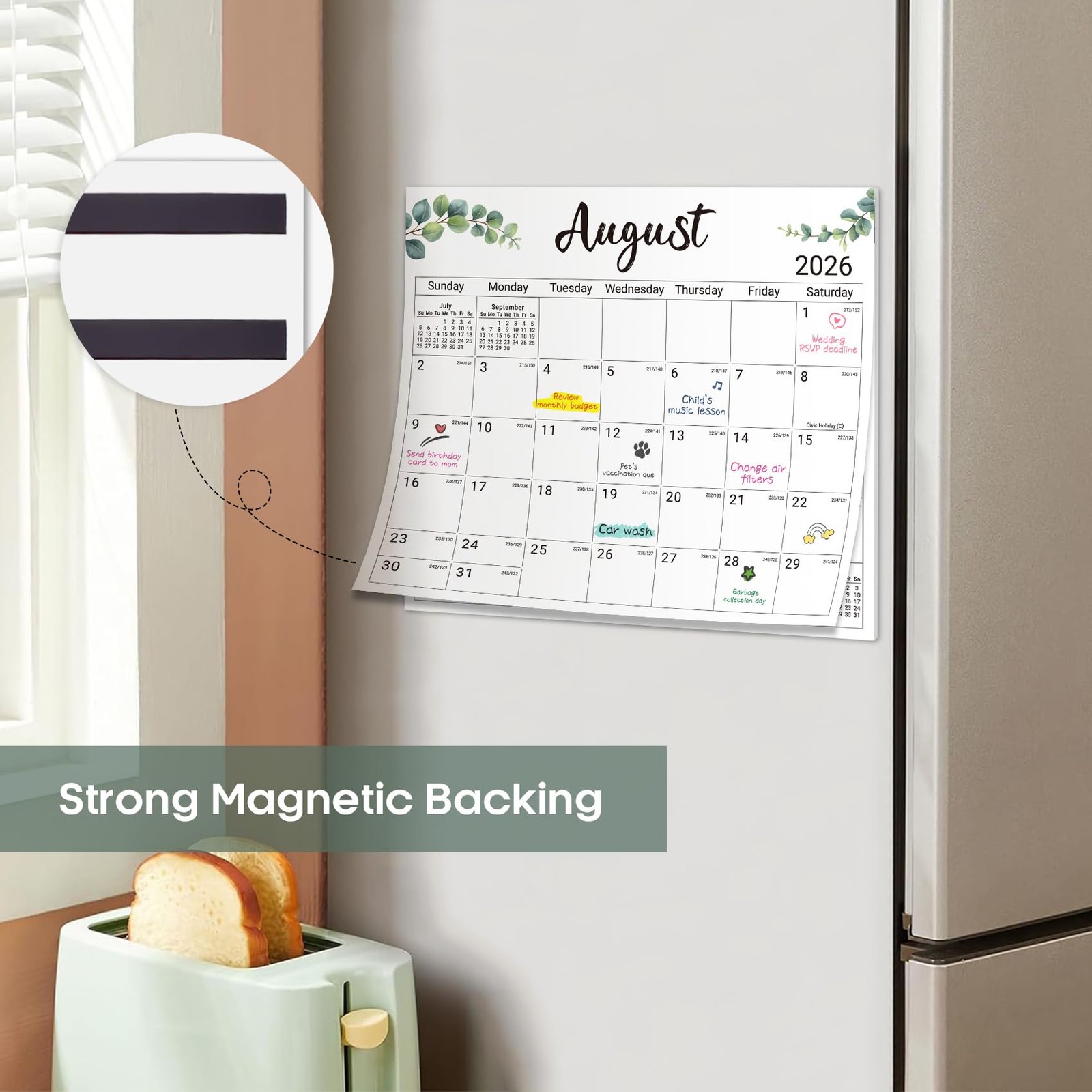 Aesthetic 2026-2027 Magnetic Calendar for Apr 2026 – Dec 2027, a-Nature