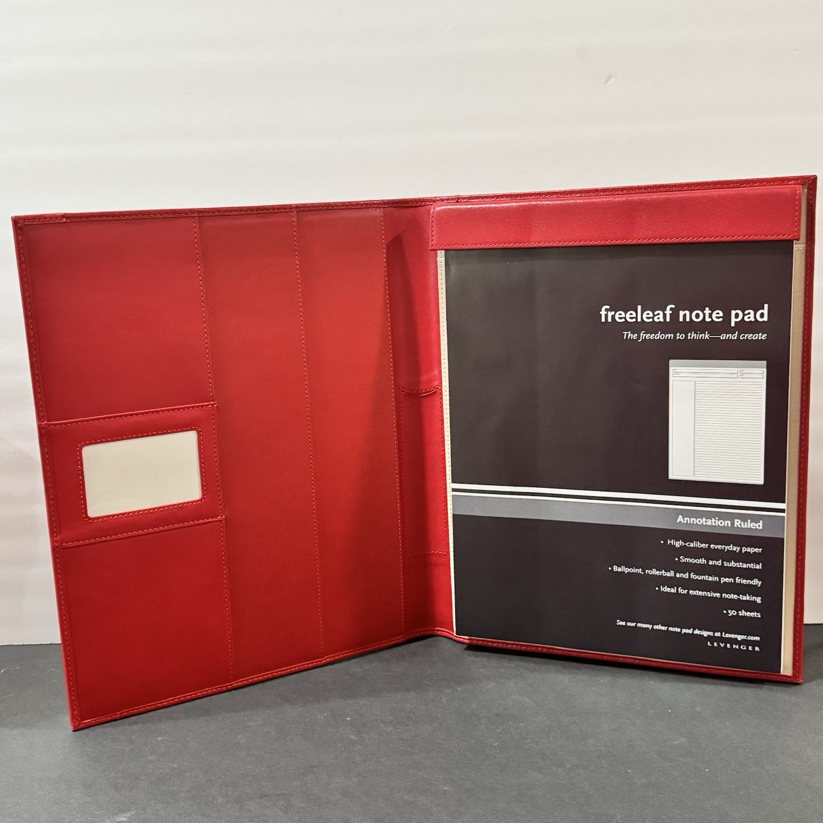 Levenger Red Leather Tyler Folio Executive Portfolio 12.5×10” NWOB Retail $170