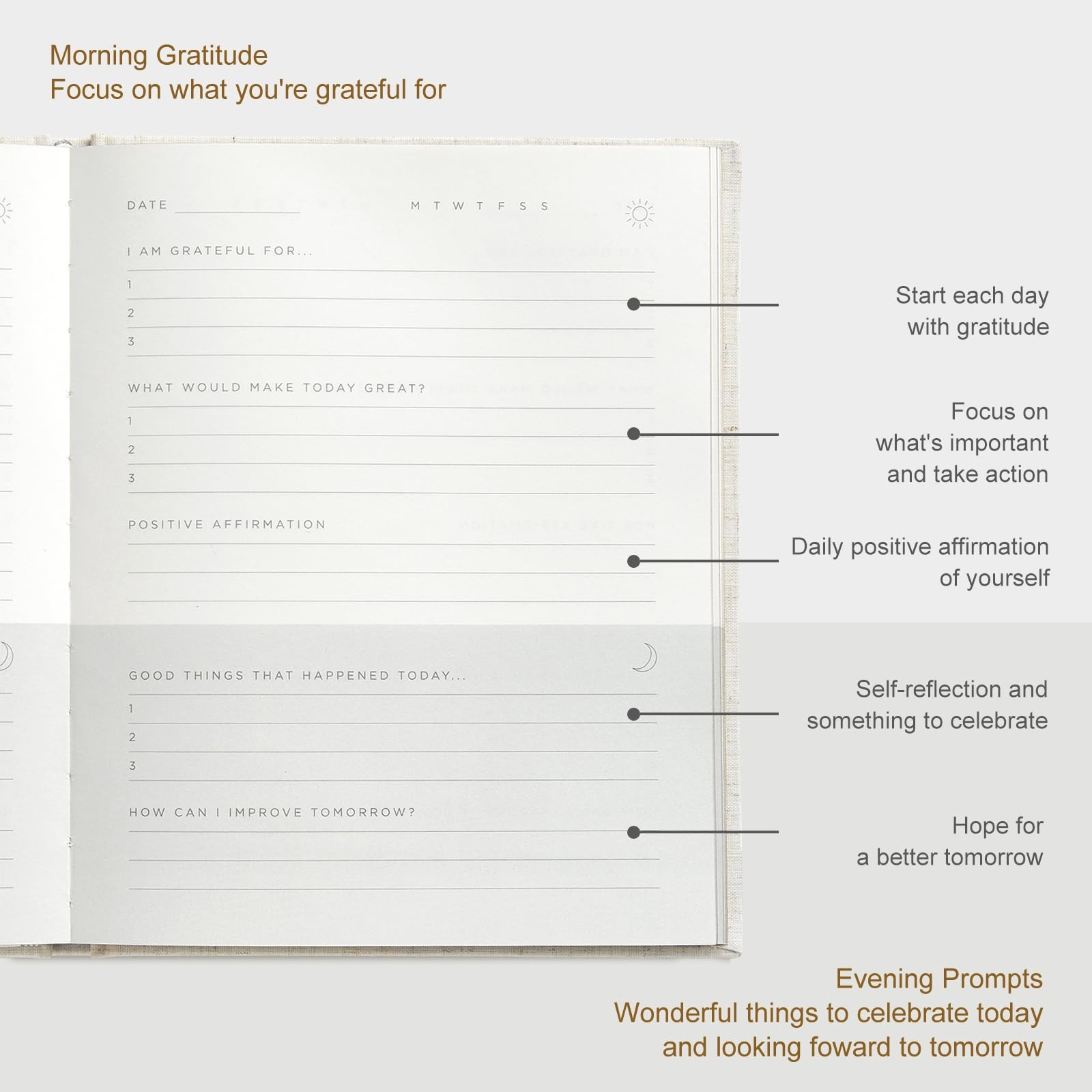 And Per Se Gratitude Journal – 5 Minute 5.7″ x 8″- Gratitude, g.Forest Green