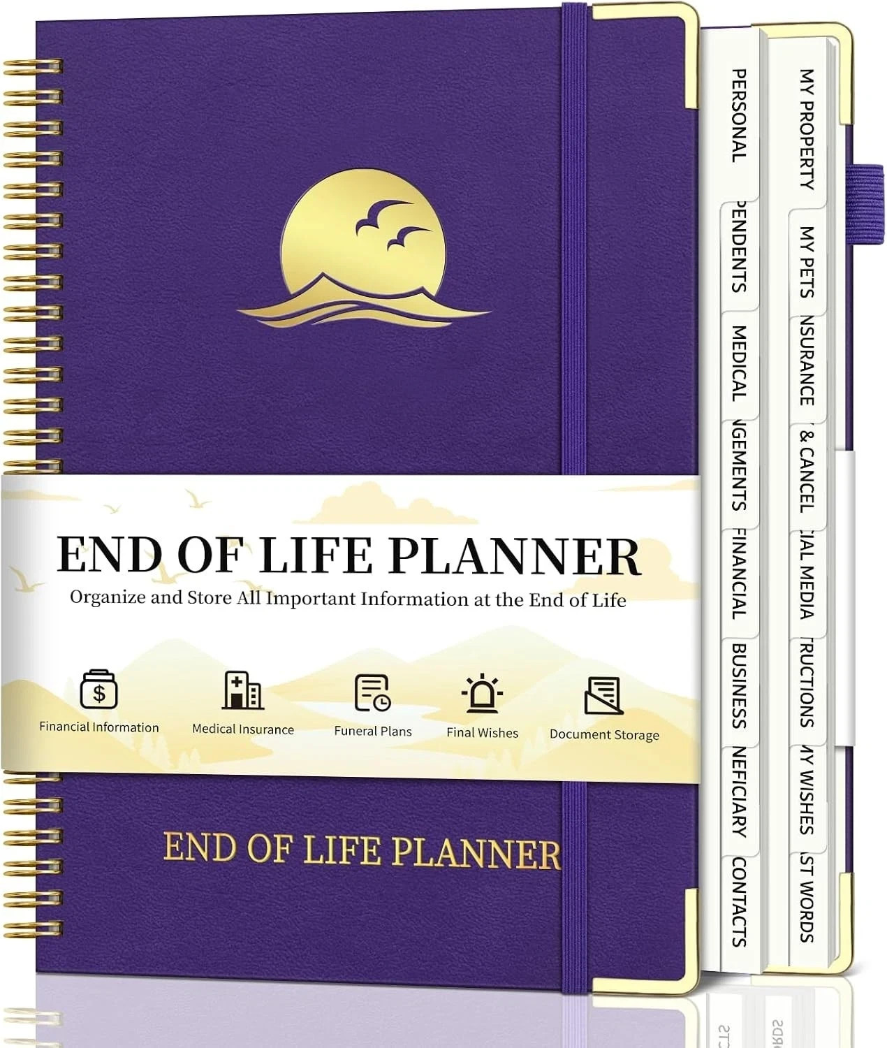 End of Life Planner, Estate Planning Organizer with Tabs for Senior, Spiral Fune