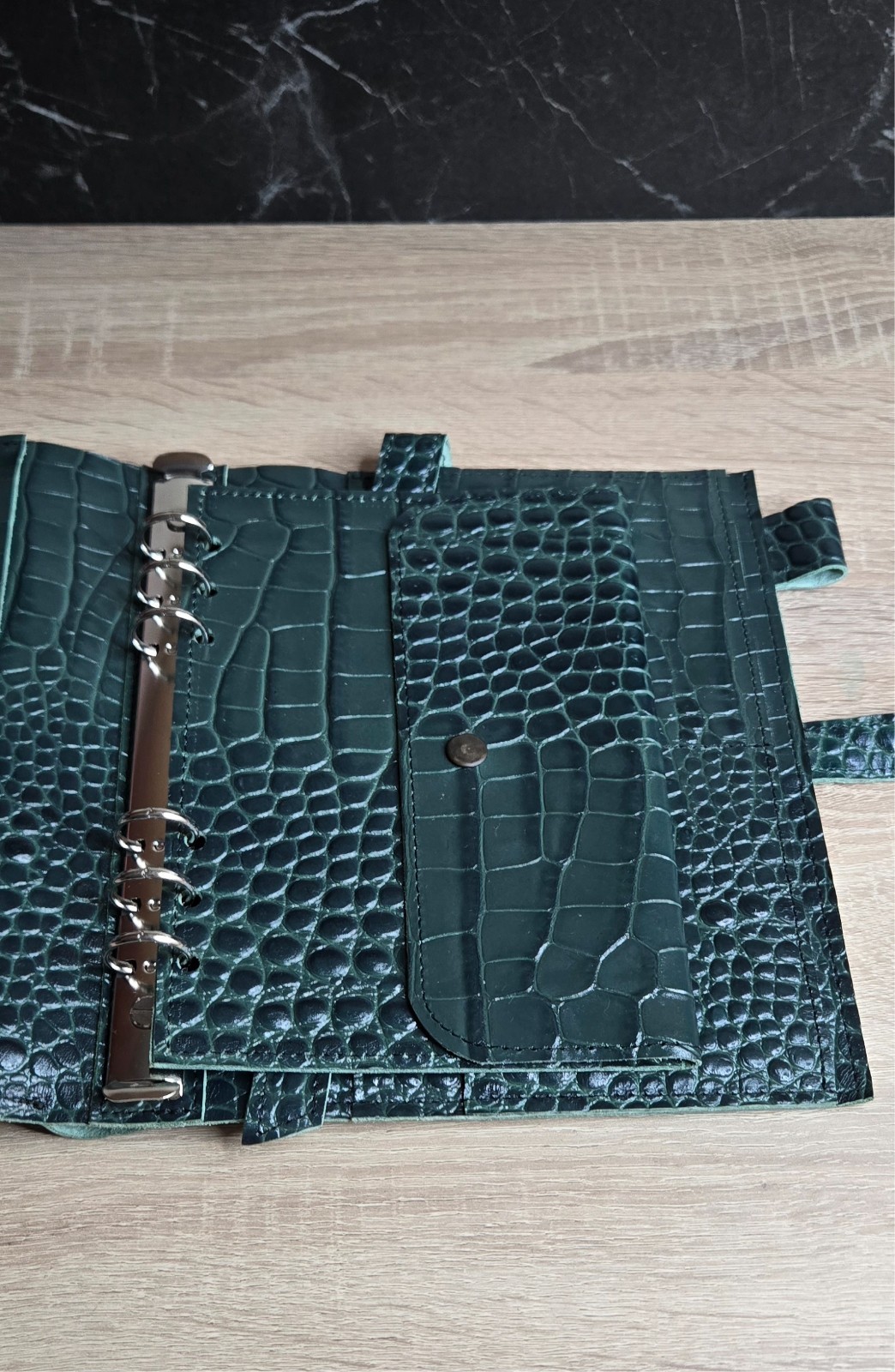 Green Leather Cover planner A5 – Oops Shop just cover with binder