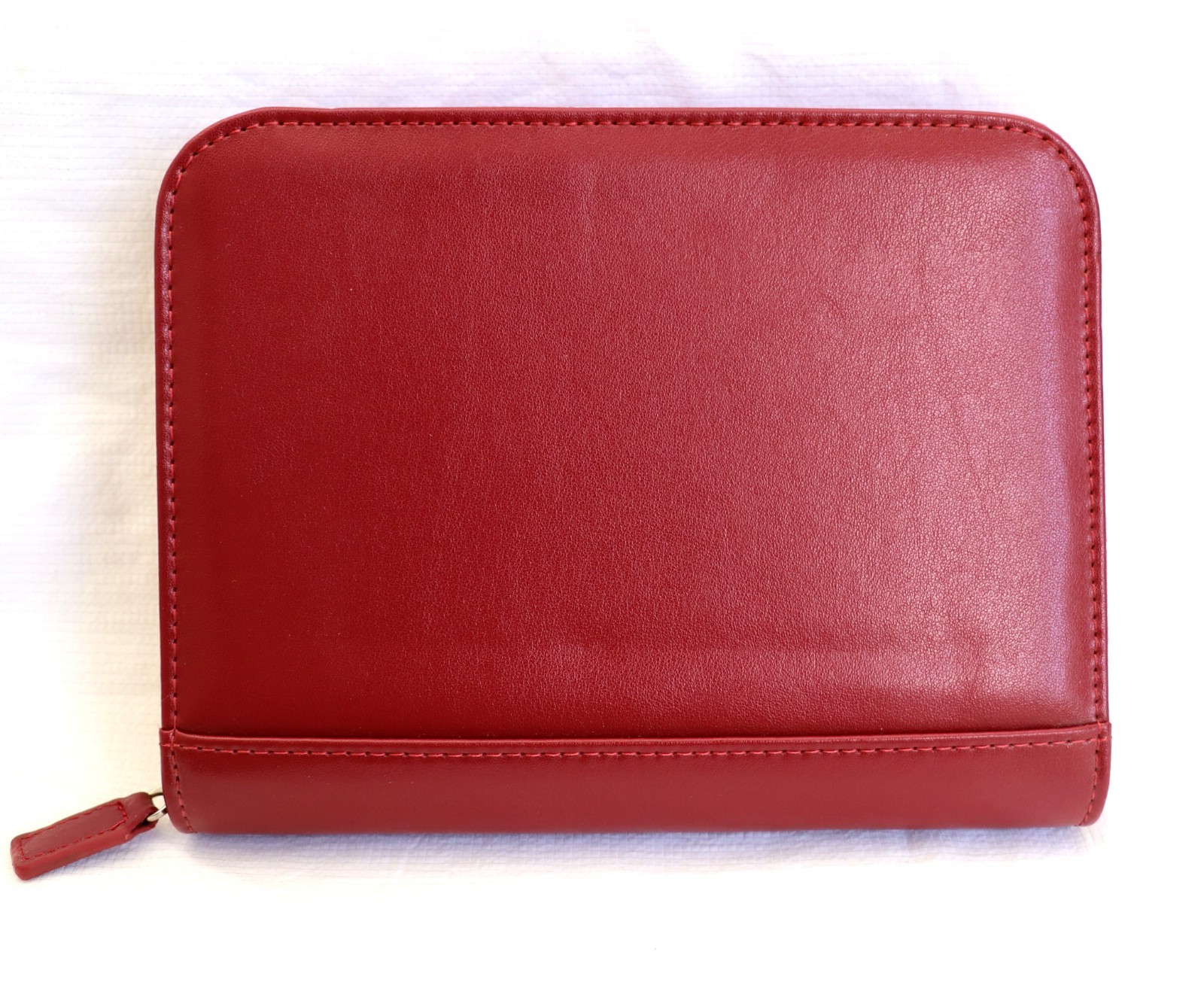 Franklin Covey Classic Red Soft Leather Zip Around Ring Binder Planner 8.5″ NEW
