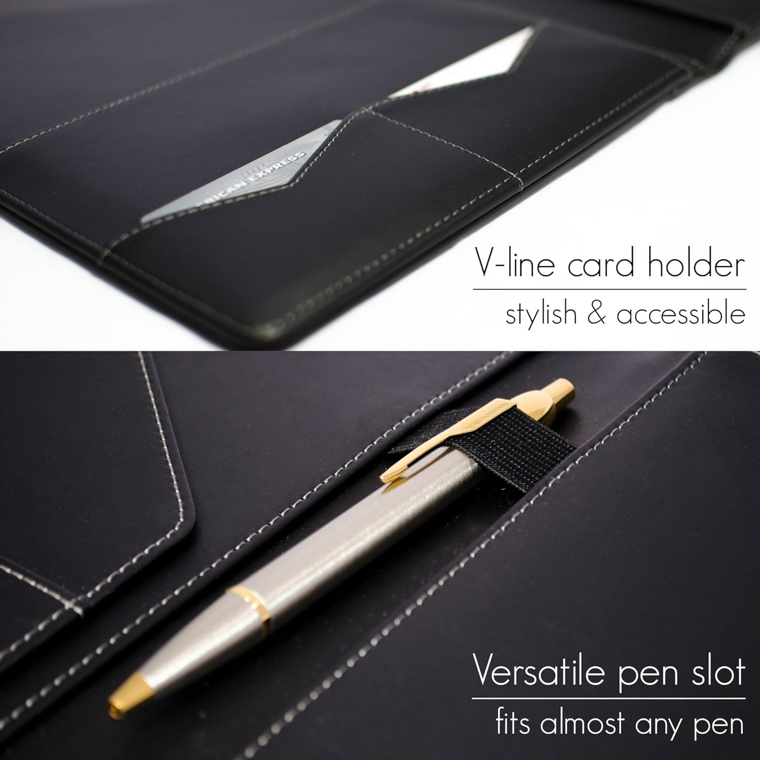Elegant Padfolio Portfolio Organizer with Letter-Sized Notepad – Faux Leather