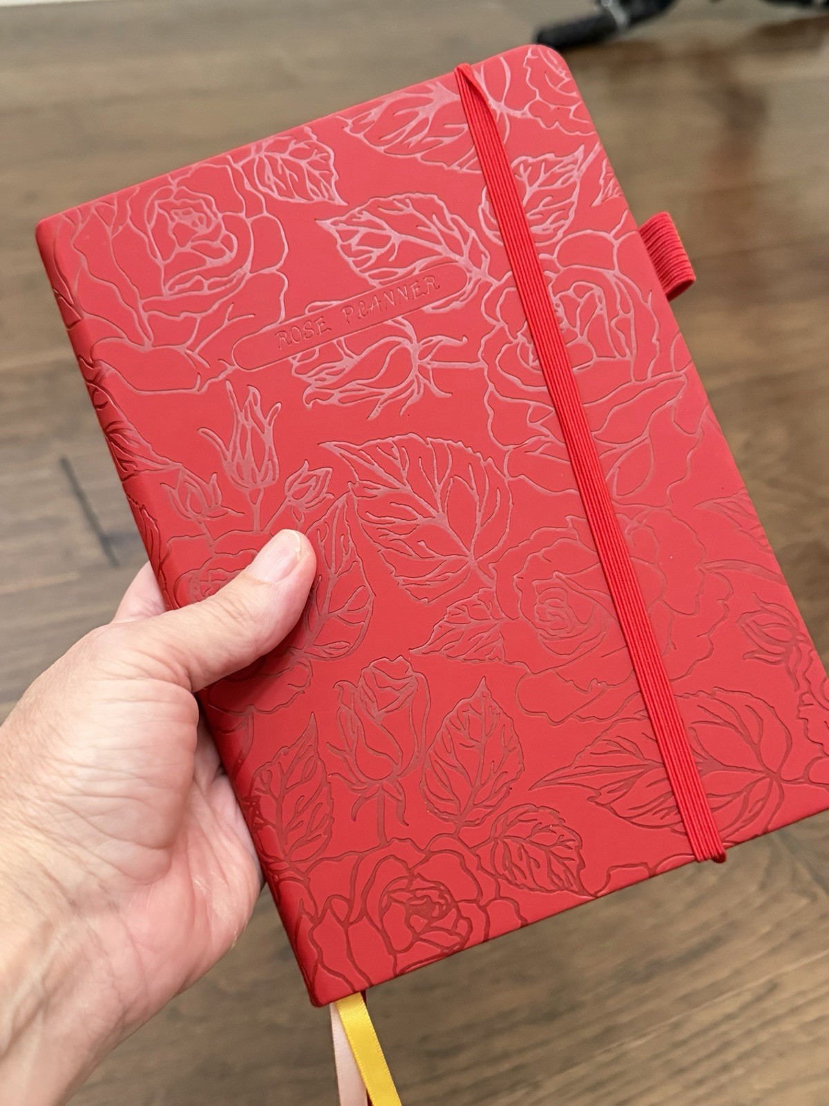Rose Planner Undated Weekly Medium Planner, Red Floral Embossed Hardcover