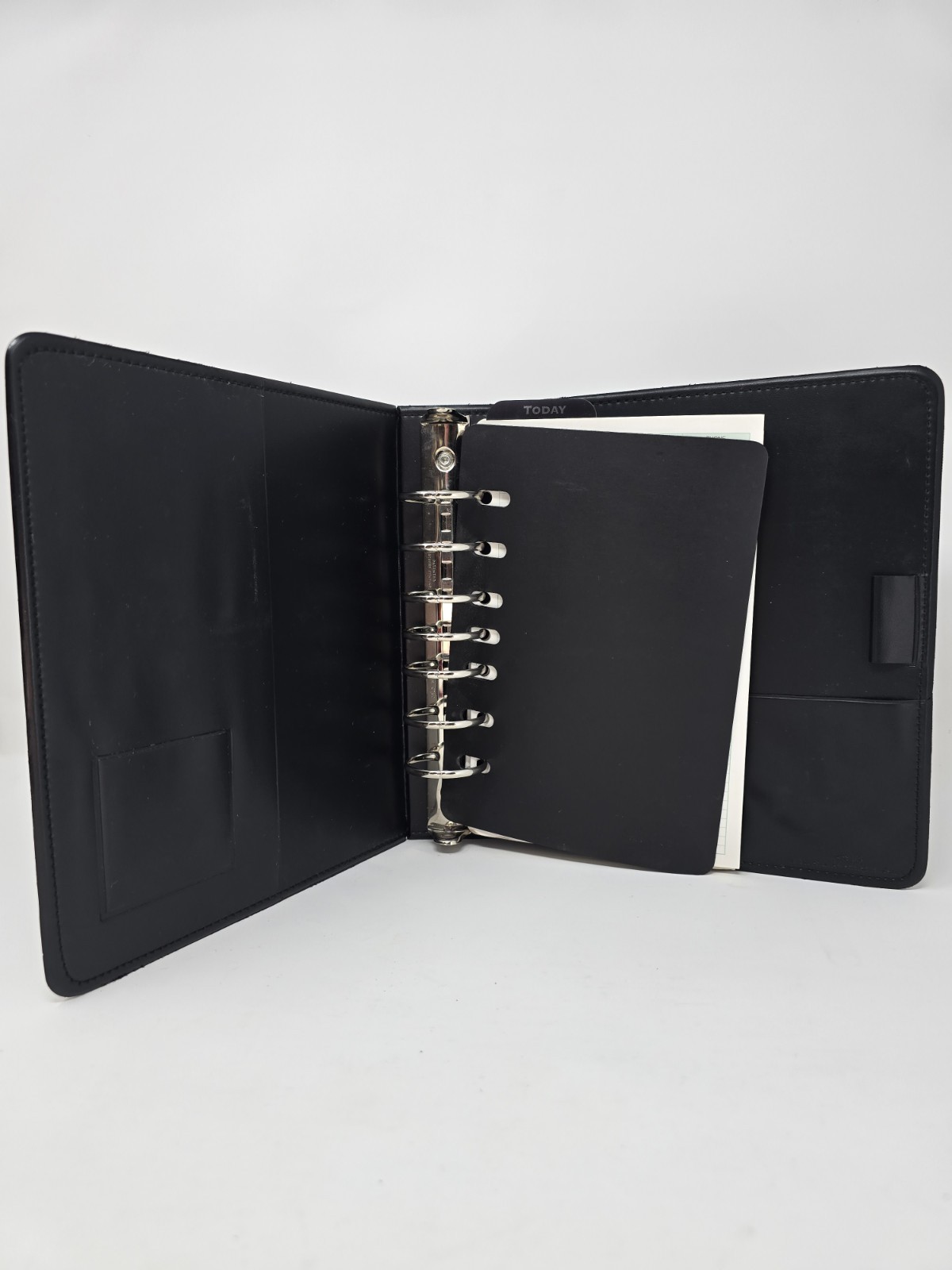 Franklin Covey Planner Black Simulated Leather 7-Ring Binder Organizer