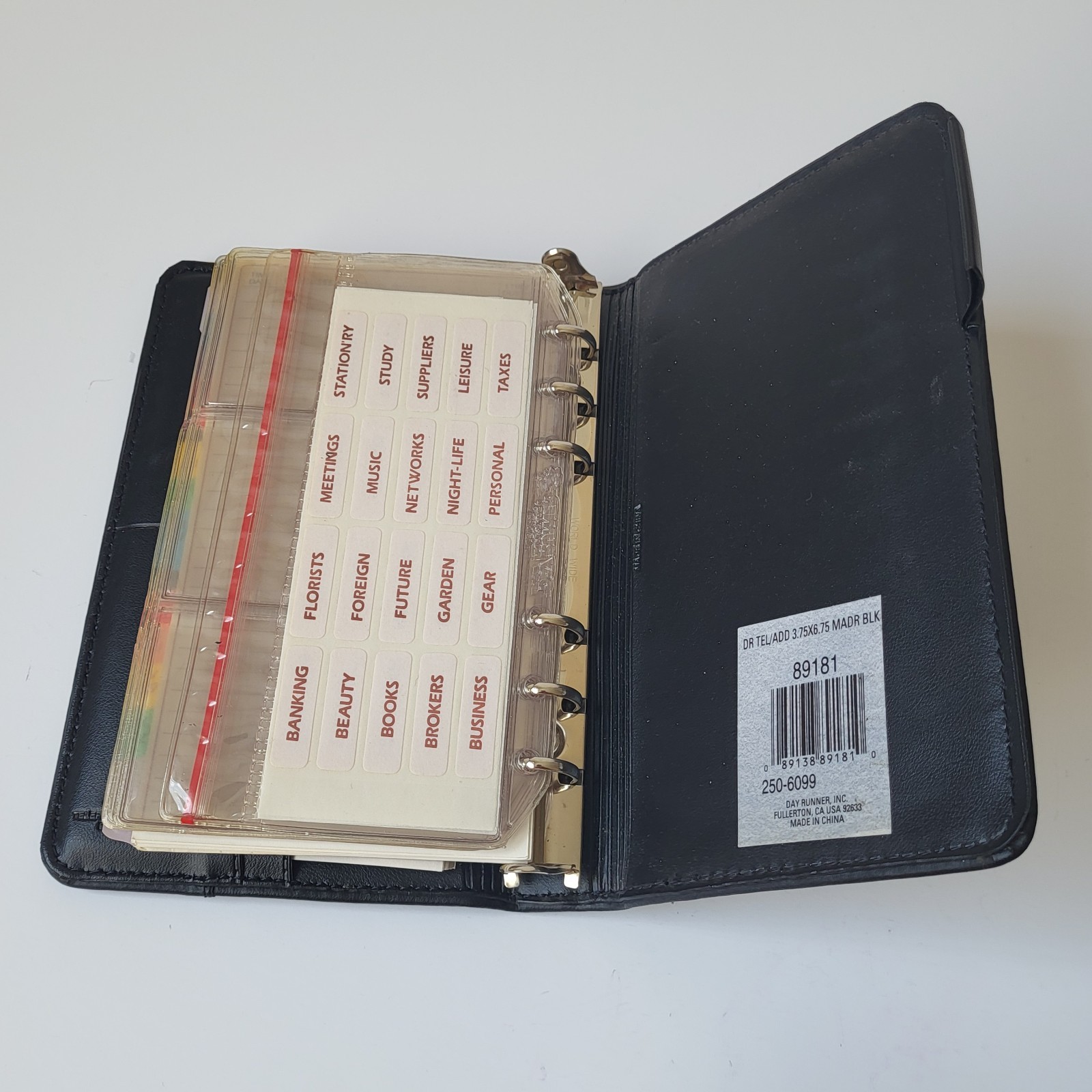 1994 Day Runner Black Telephone Address Book Organizer Binder Planner Used
