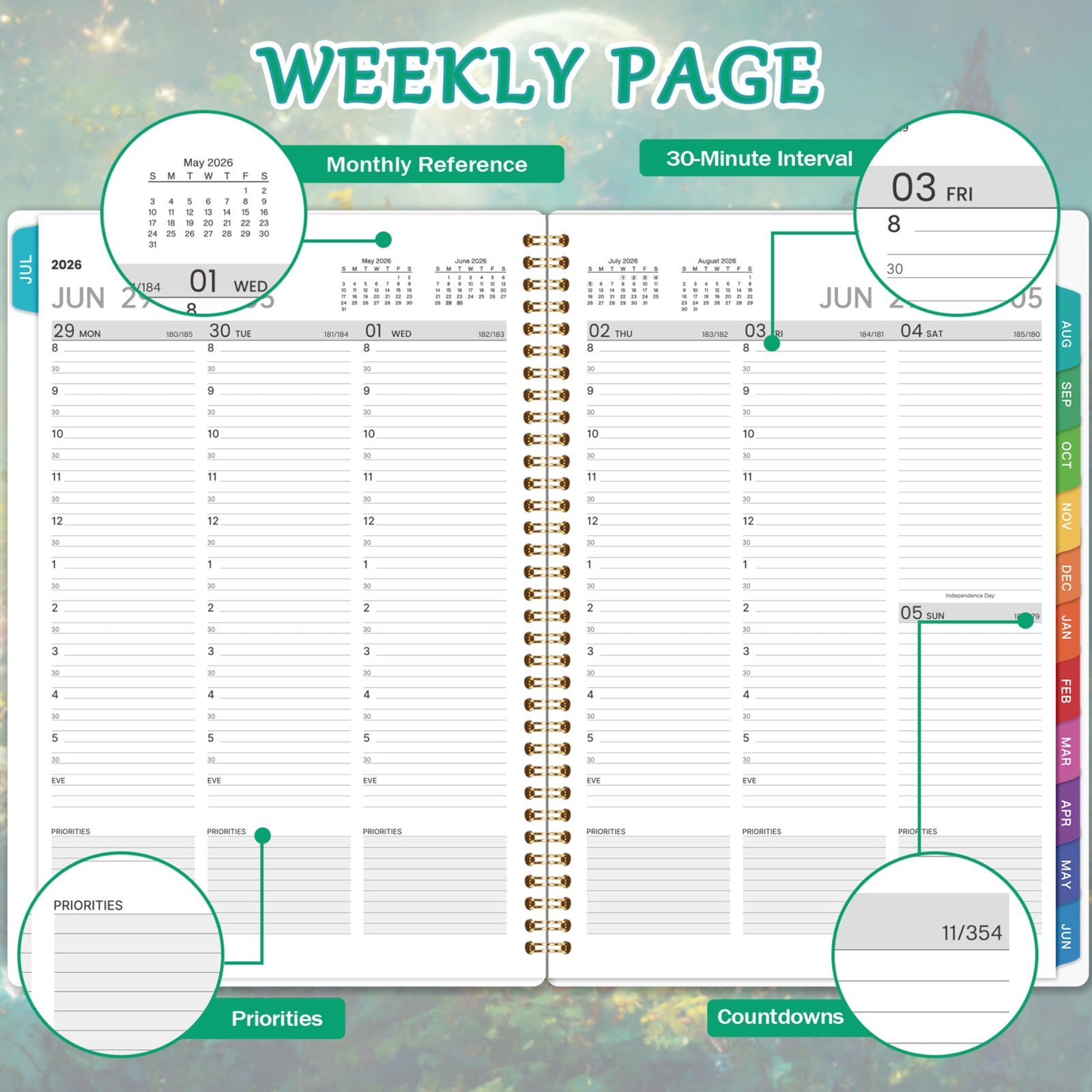 2026-2027 Appointment Book/Planner – Book 9″ x 11″, Green