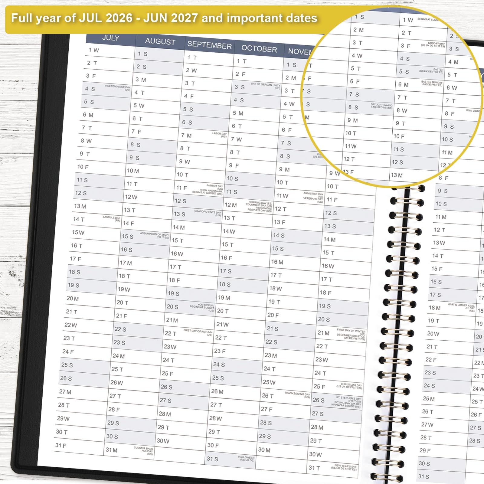 Appointment Book 2026-2027 – Planner Large, Black:9″ x 11″