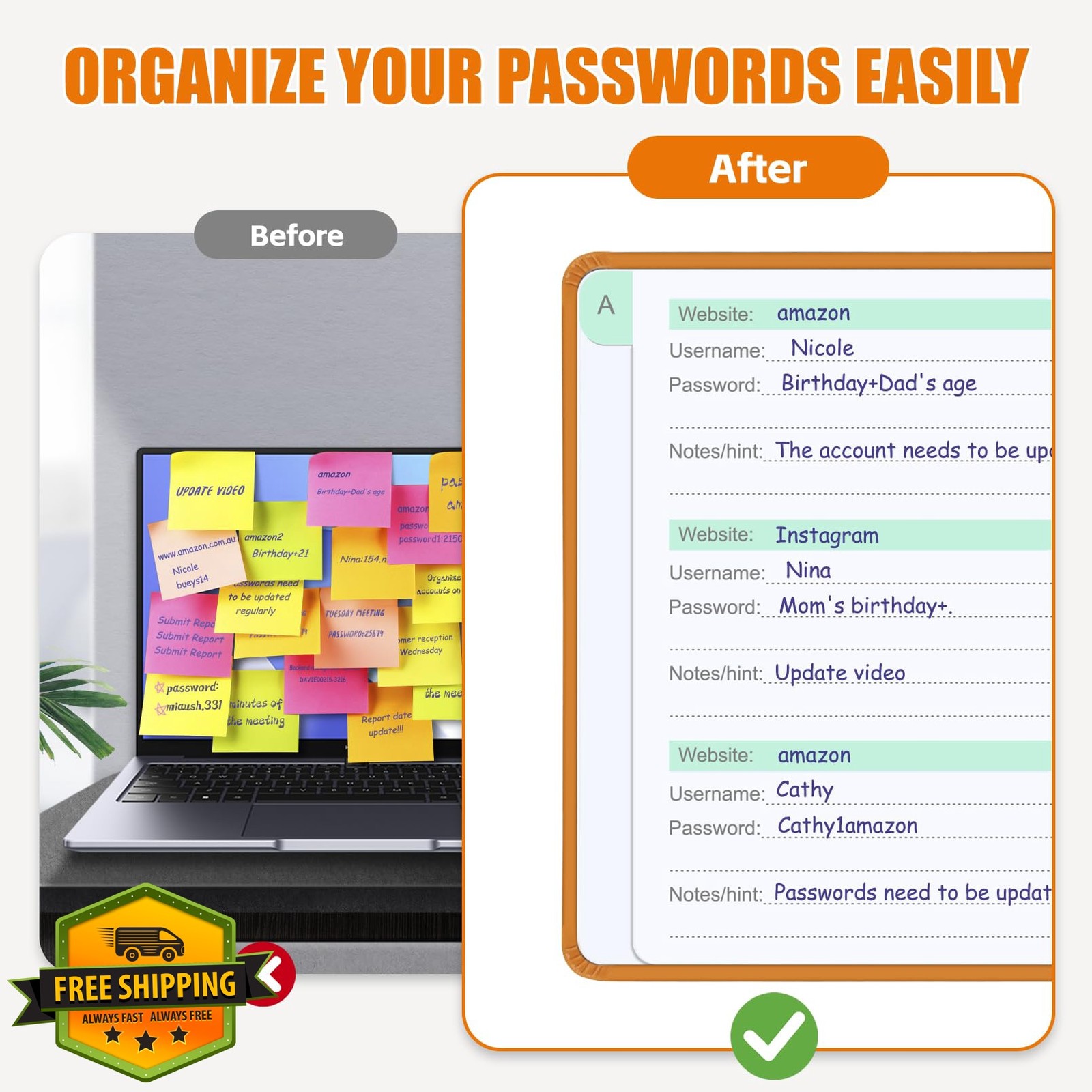 MOSA BEAR Orange Password Book Medium