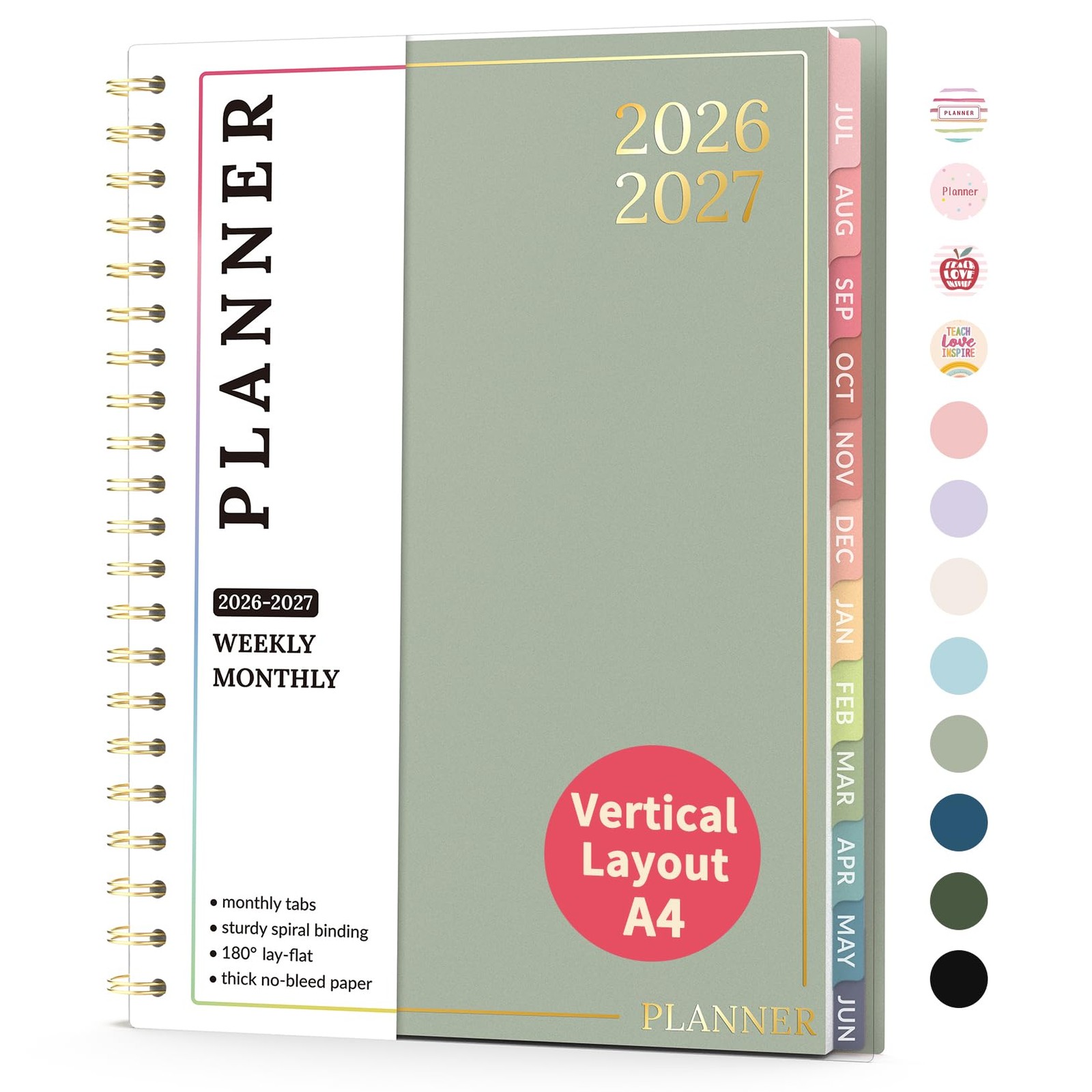 Teacher Planner 2026-2027, Forvencer Academic 8.5″ X 11″, Green