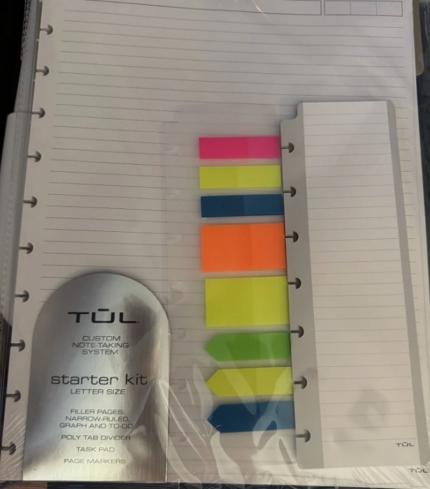 Tul Discbound Notebook Planner Letter Size Blue Plastic Cover and accessories