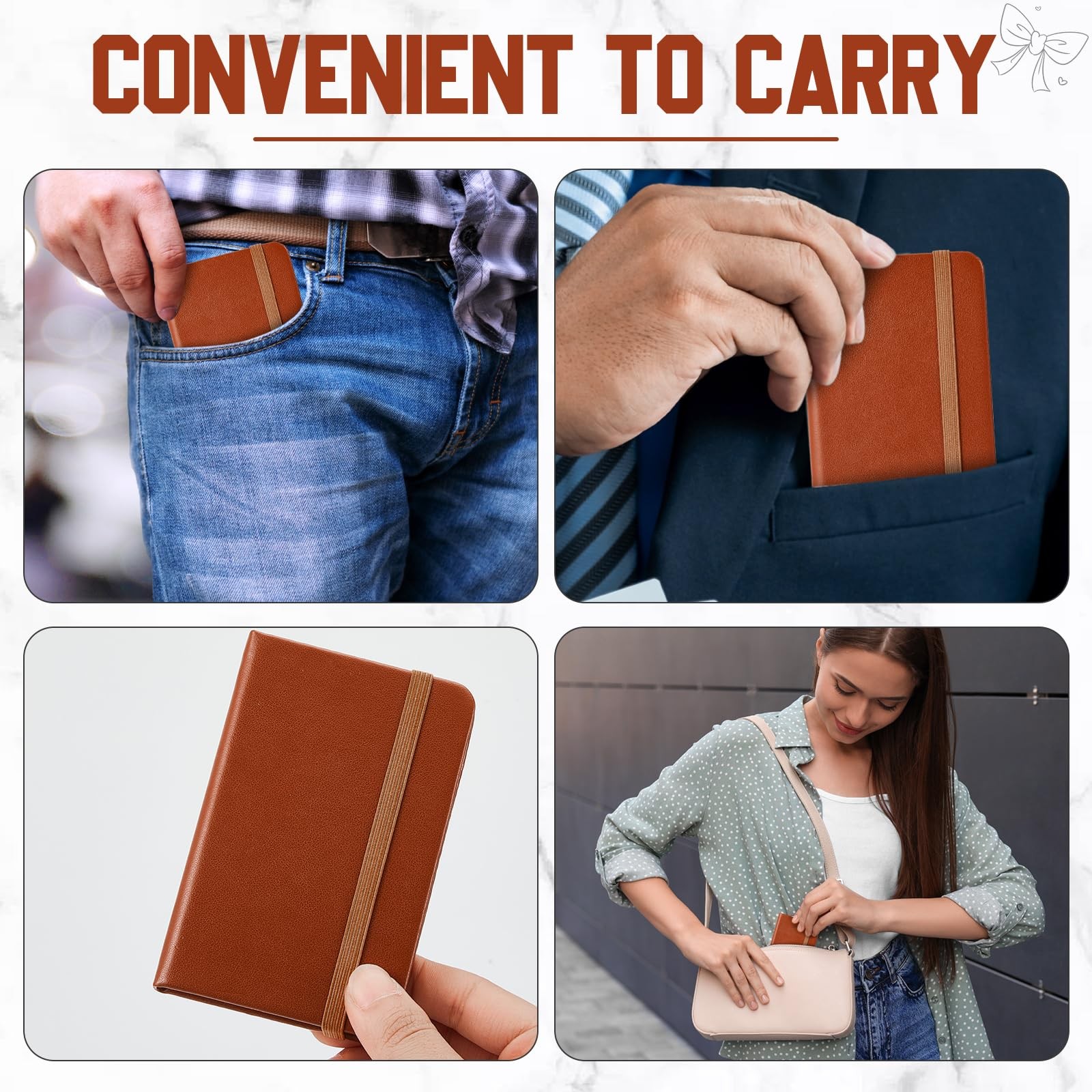 Pcs Hardcover Leather Pocket Notebook x 2.5 Inch Small Notebook 50 4 Brown