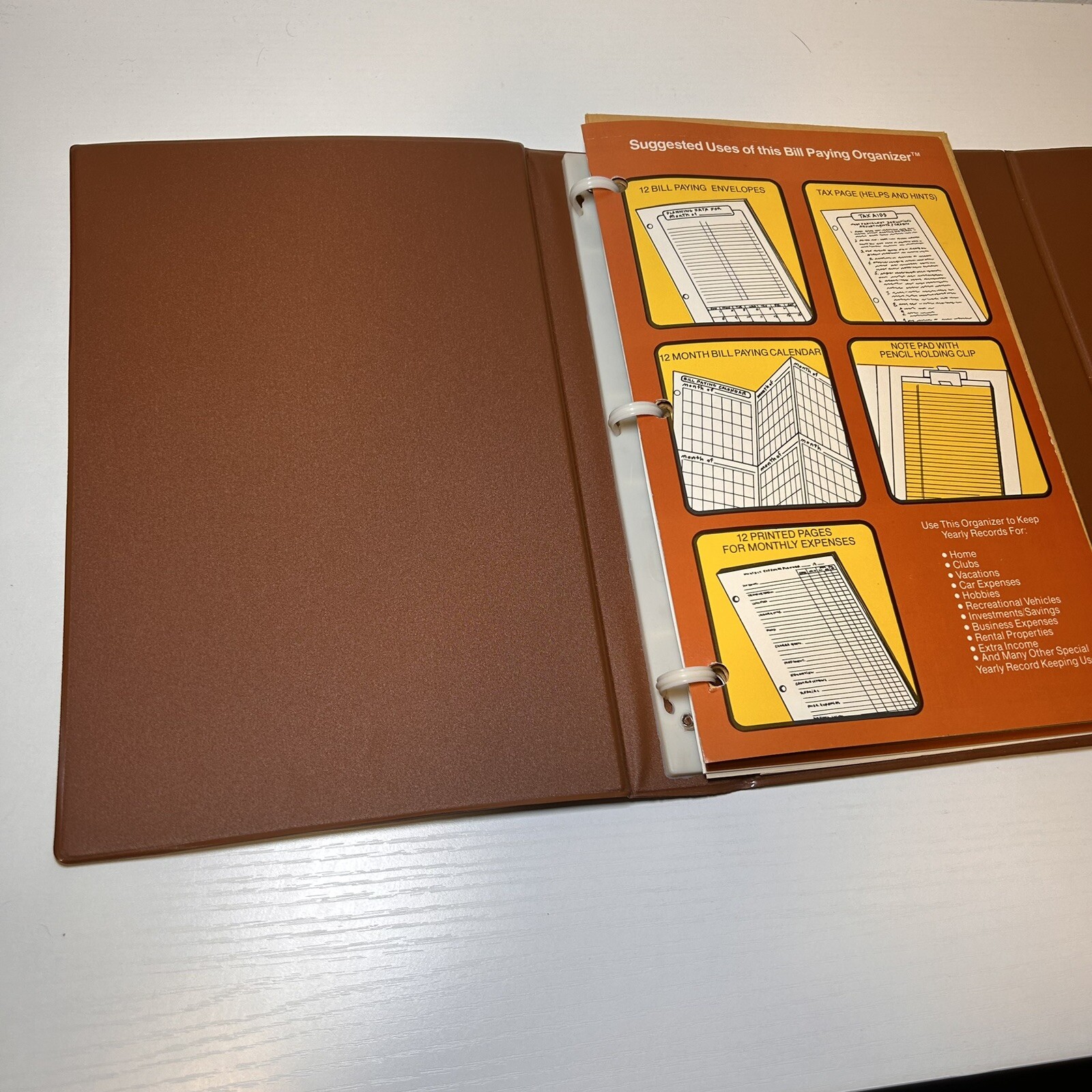 Vintage Mead 1978 Trifold Home Budget Bill Planner Record Binder W/ Inserts 8×11