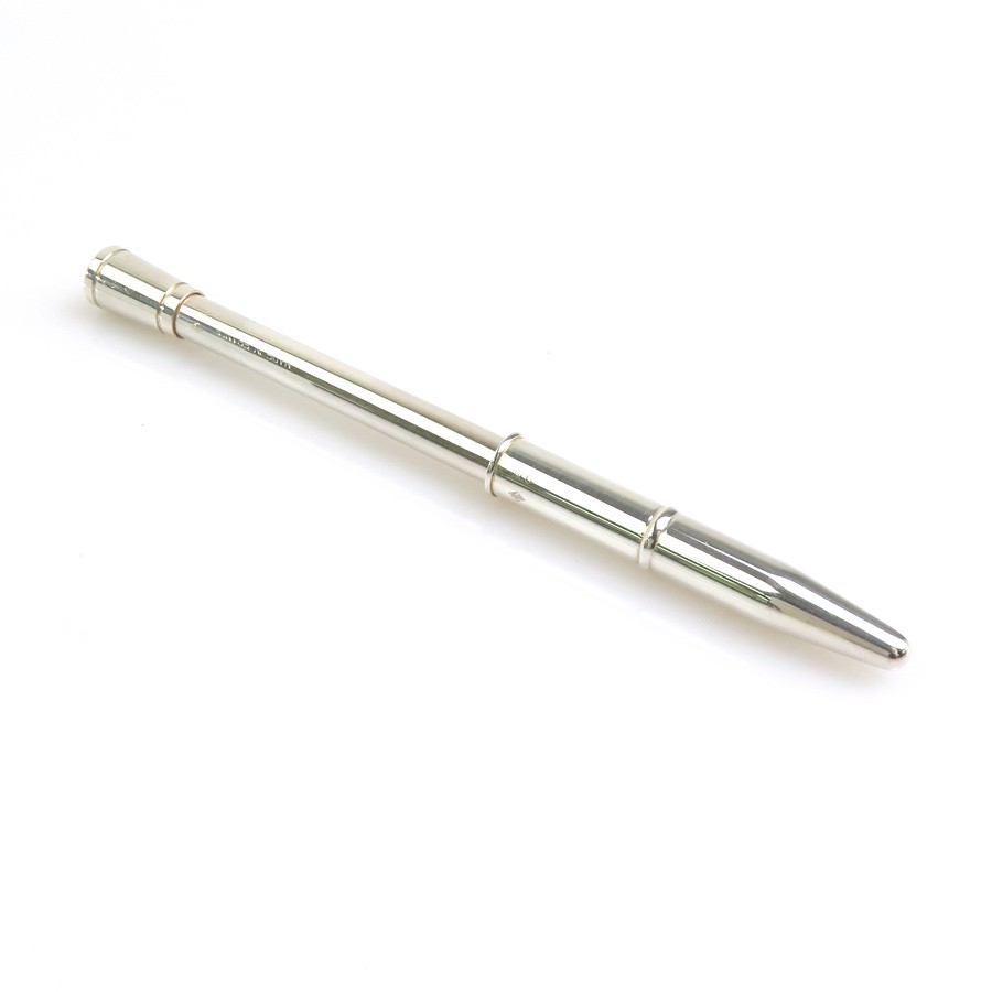 Auth HERMES Agenda/Note Cover Ballpoint Pen Set Black/Silver Leather/925 e61942a