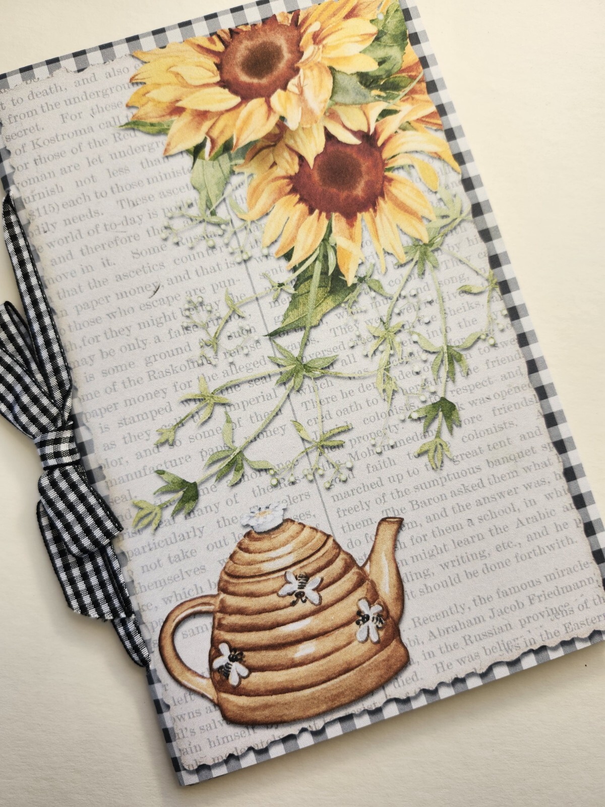 Junk Journal Blank Booklet “BEE KIND” BEES Sunflowers HANDMADE + LG 40pg 9×6