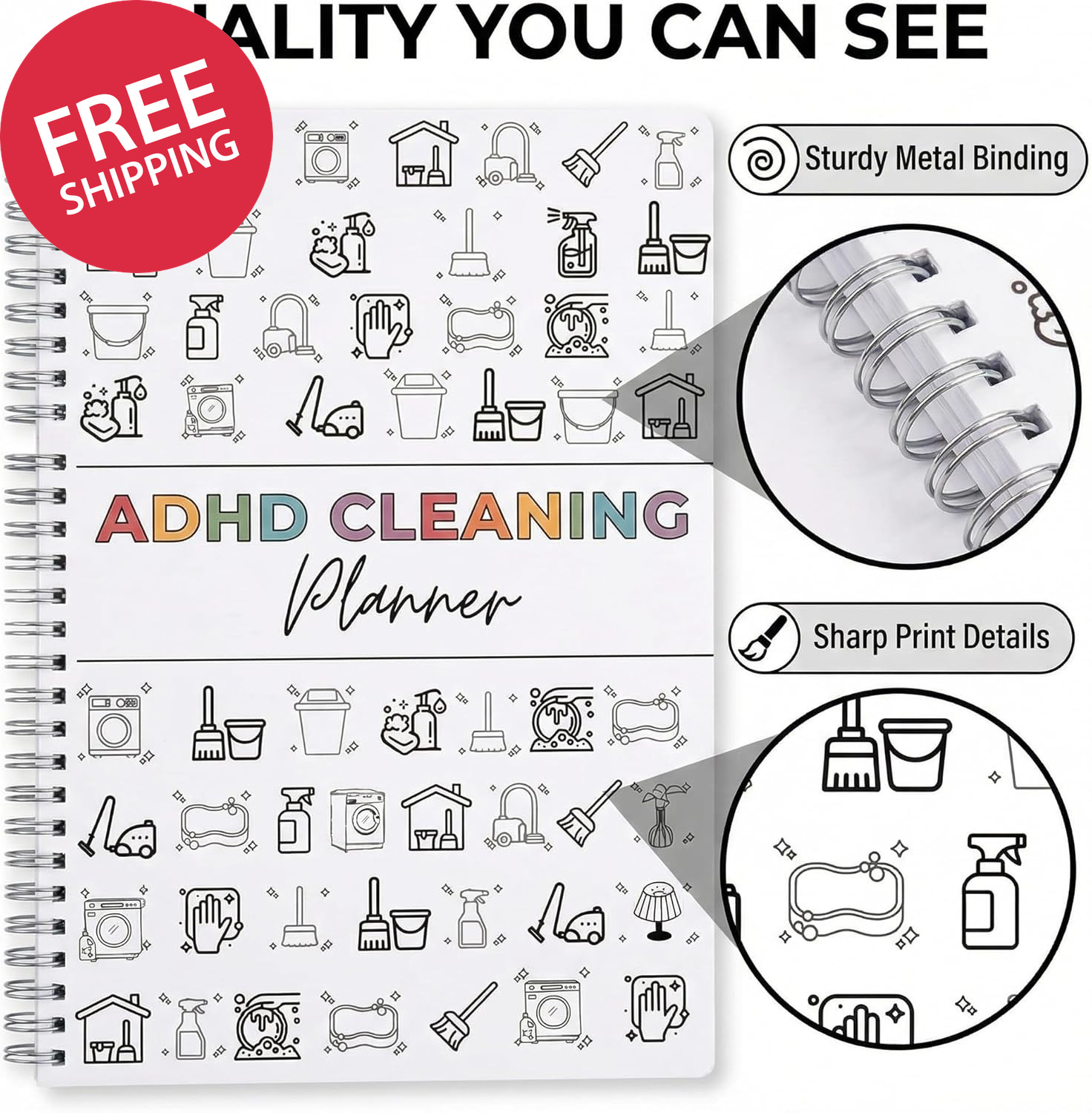 ADHD Cleaning Planner,Adhd Planner, Reusable Adhd Cleaning and Organizing Planne