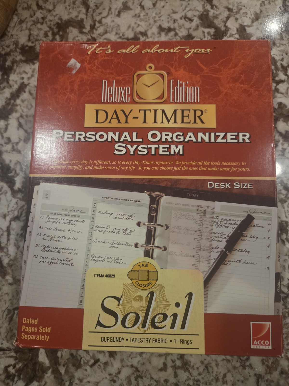 Day-Timer Desk Planner NEW Upholstery SOLEIL 8.5×11 7 Ring Binder Vtg