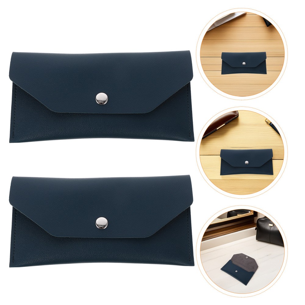 2Pcs Slim PU Cash Envelope Wallet Reusable Money Holder Travel Document Pouch