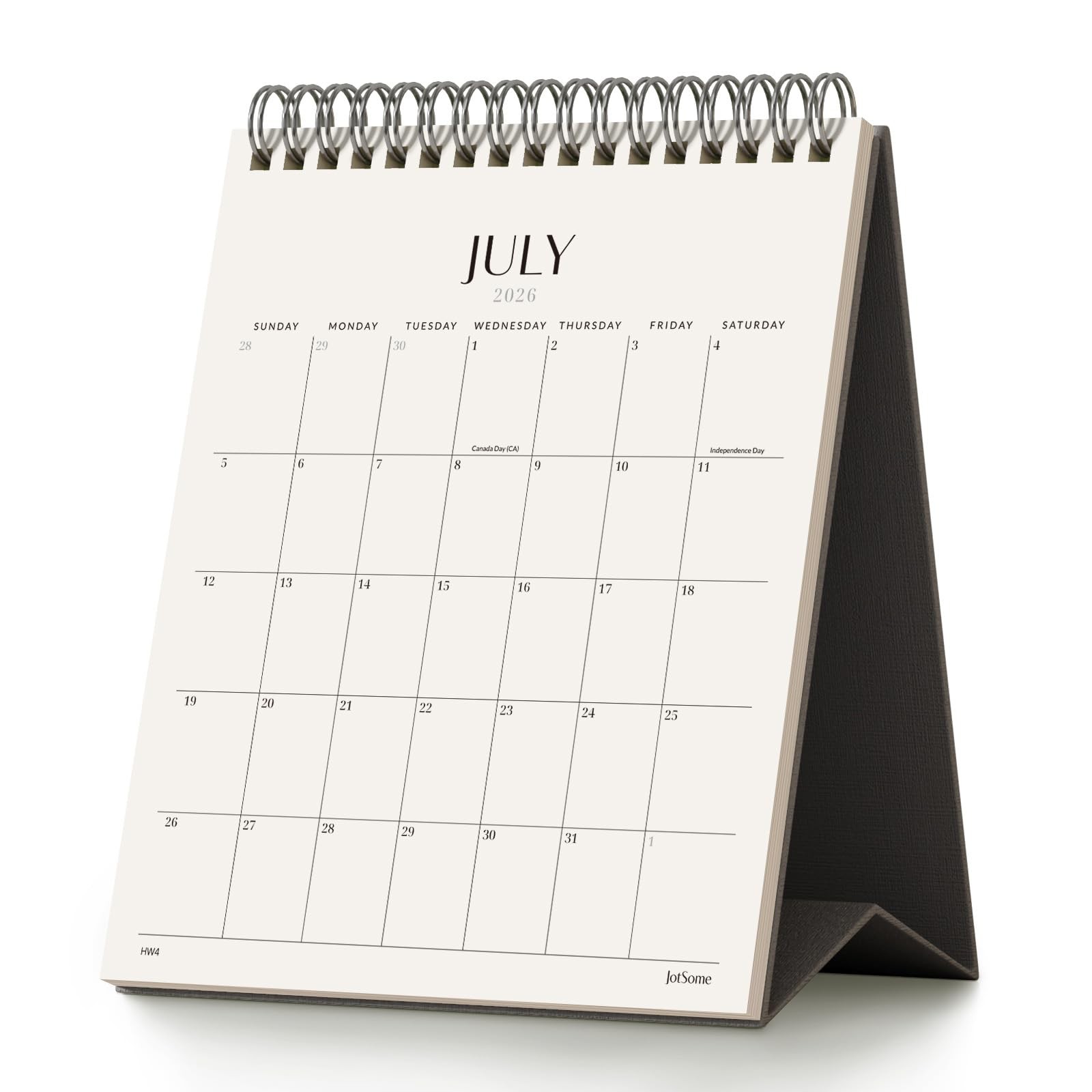 Jotsome Desk Calendar 2026-2027, Small Standing Flip Desktop Small, Black