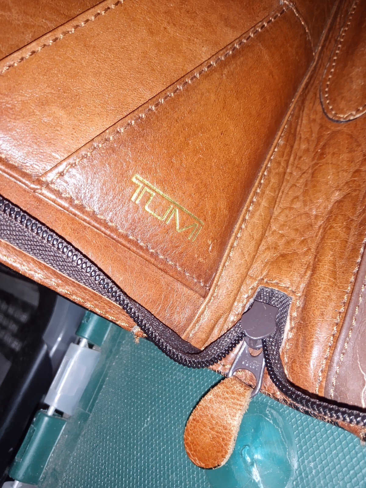 Vintage Tumi Desk Agenda Planner Organizer Notepad Brown Leather Stitched Zipper