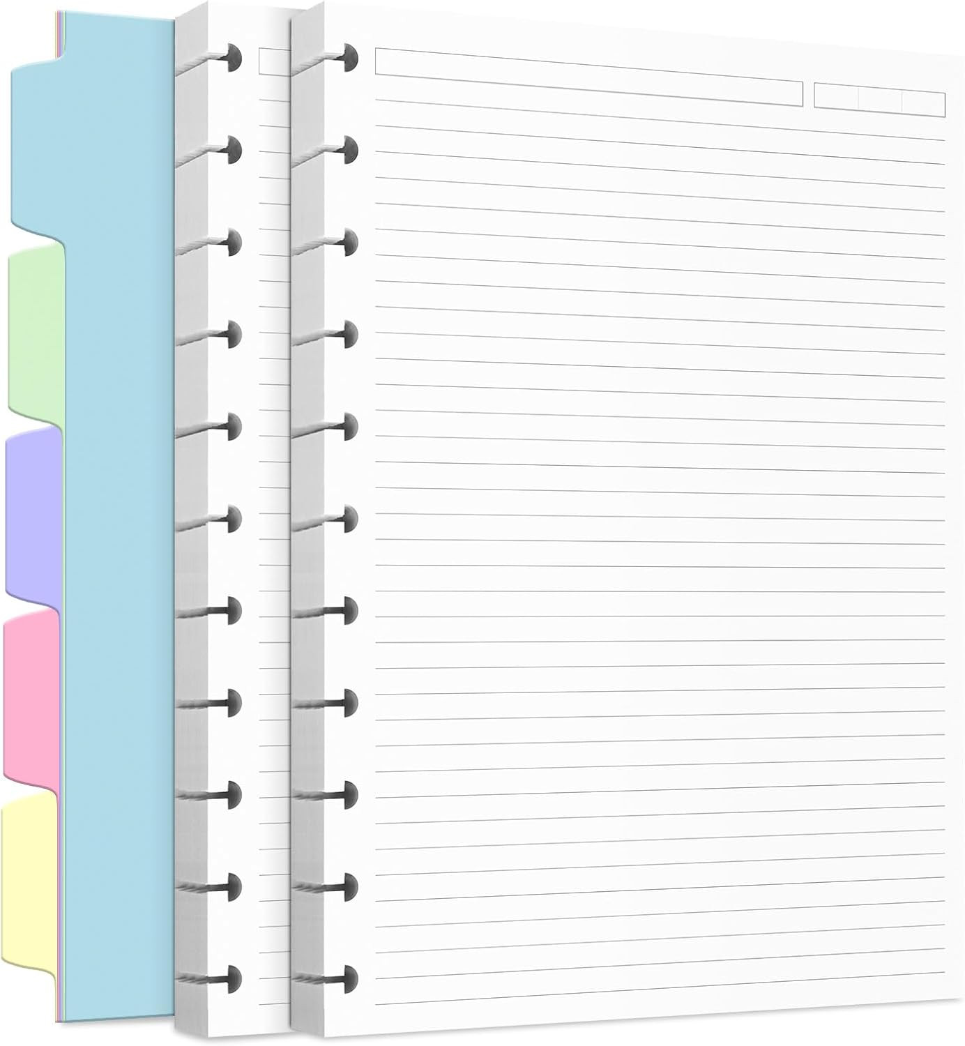 Discbound Refill Paper Letter Size 8.5 x 11 with 240 Pages 5 Dividers
