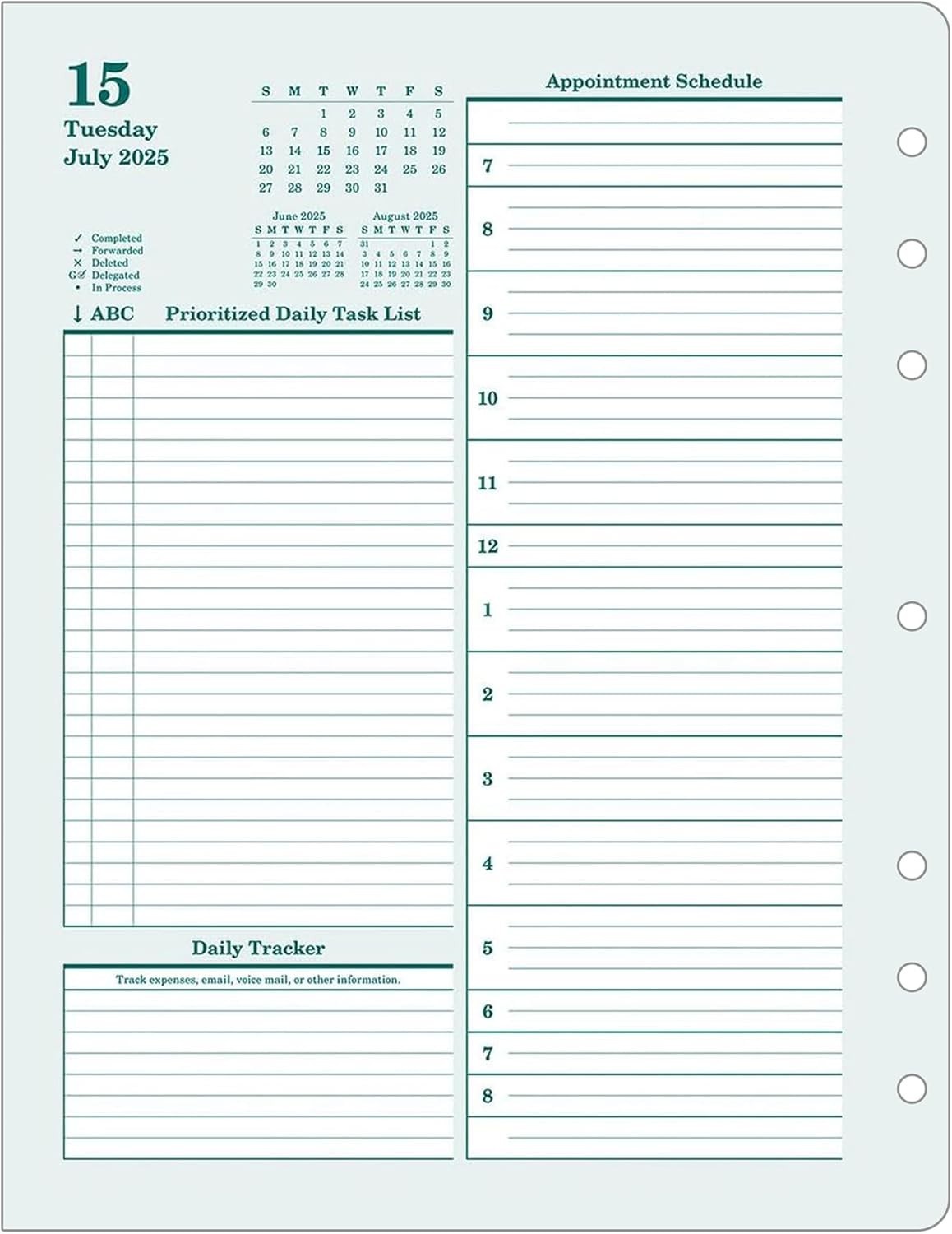 Elegant Ring-Bound Planner: Jul 2025 – Jun 2026, Two Pages Per Day, Monarch Size