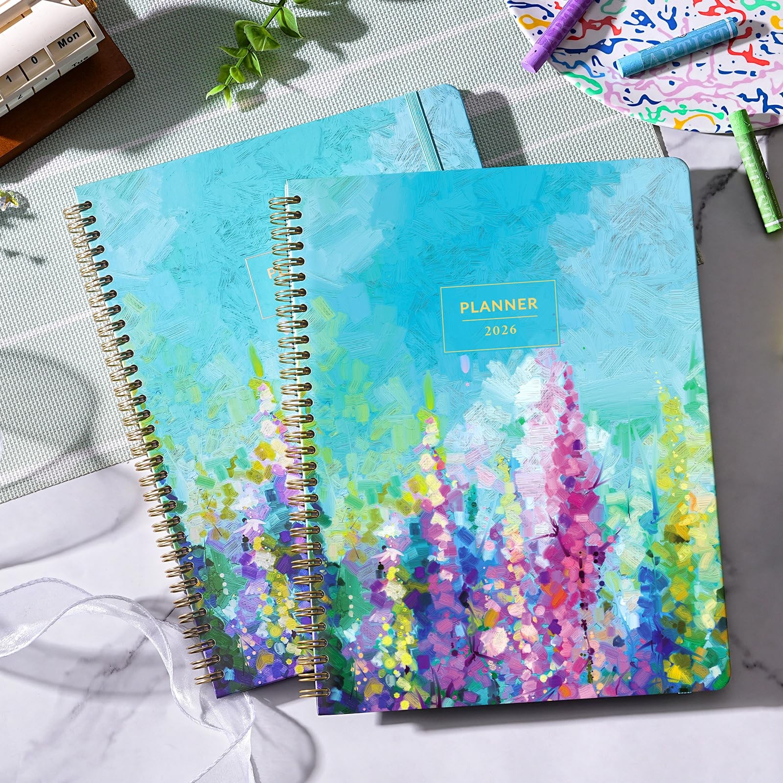 2026 Weekly Monthly Planner 9 x 11 Hardcover Tabs Elastic Closure Pocket for Pla