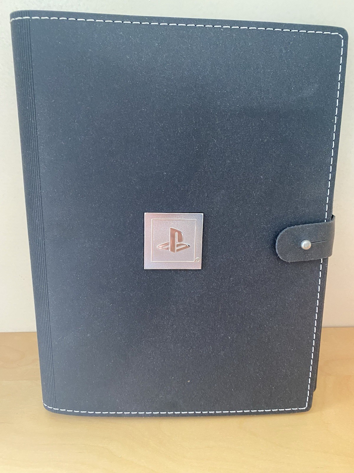 PlayStation Notebook Journal Refillable Suede Grey Silver PS Logo 7×10 In Pages