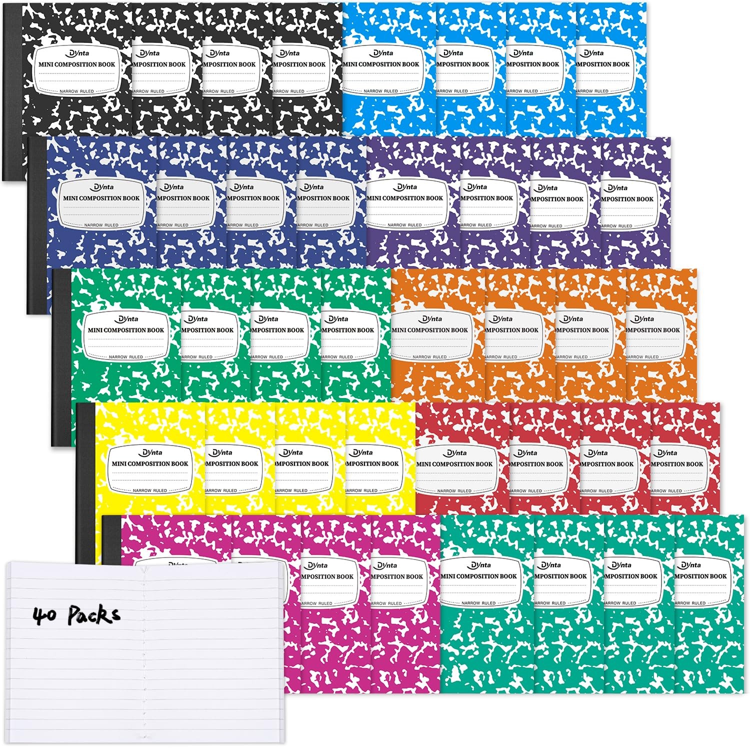 Dynta Composition Notebooks Bulk, 40 Packs 3.25 x 4.5 x 4.5, 10 Colors