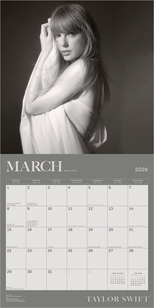 Taylor Swift OFFICIAL | 2026 12×24″ Square Wall Calendar | Plastic-Free