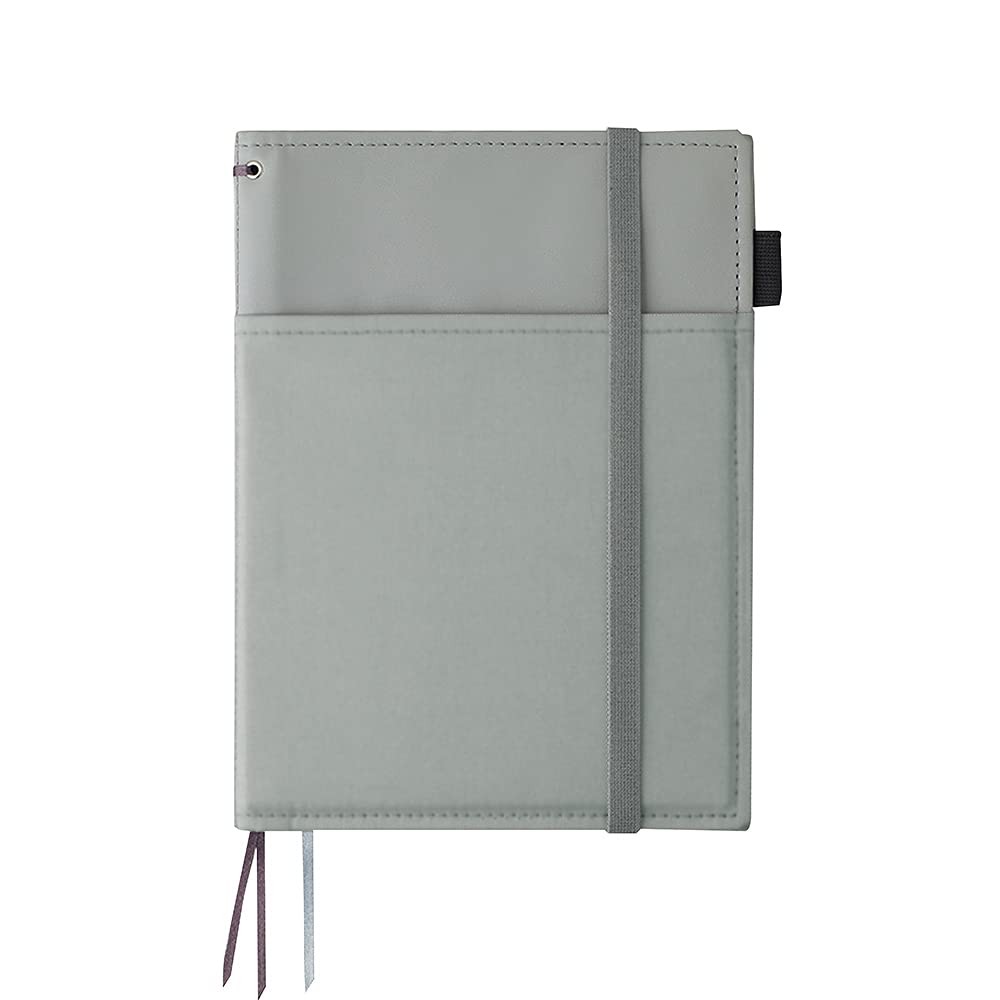 A5 Gray Blank Notebook Cover with Pocket Secure Closure and Pen Loop