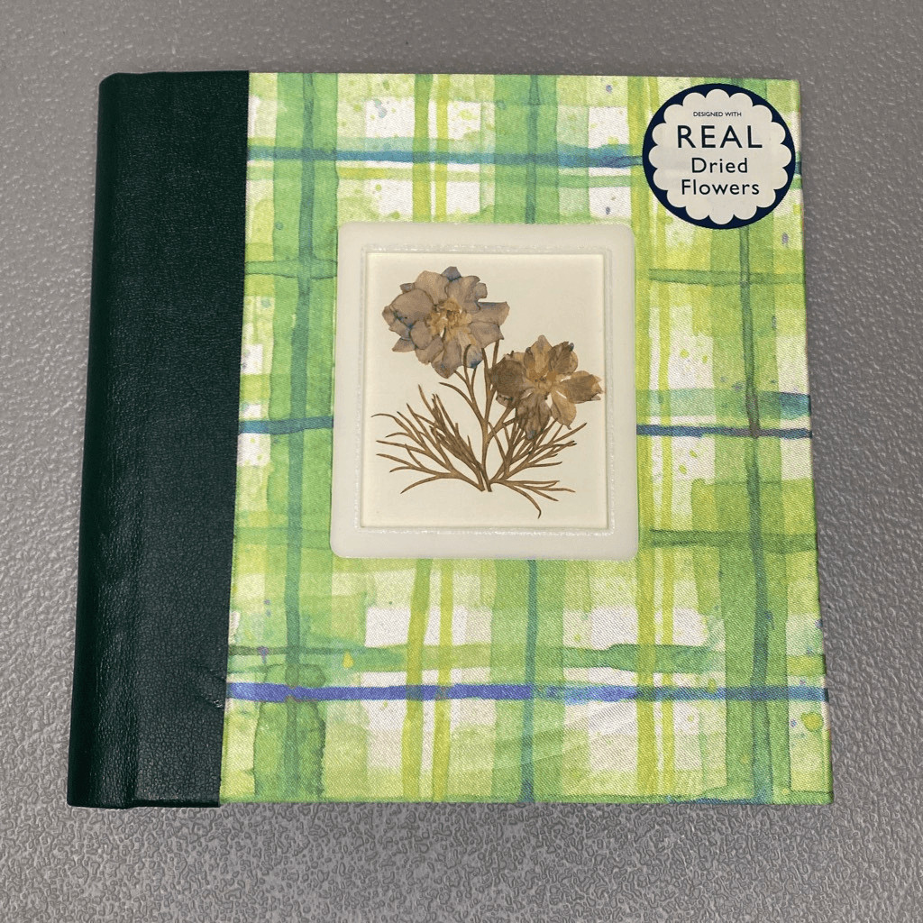 Silk Fabric Journal 7”x7” Penman Paper with Real Dried Flowers 80 Lined Pages