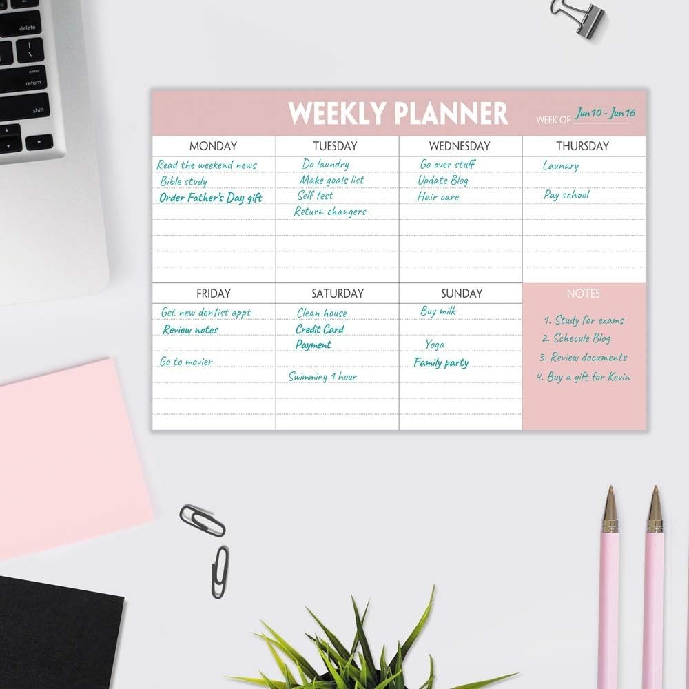 Weekly Planning Pad – Tear off to Do List Pad with Daily Schedule & Calendar, 52