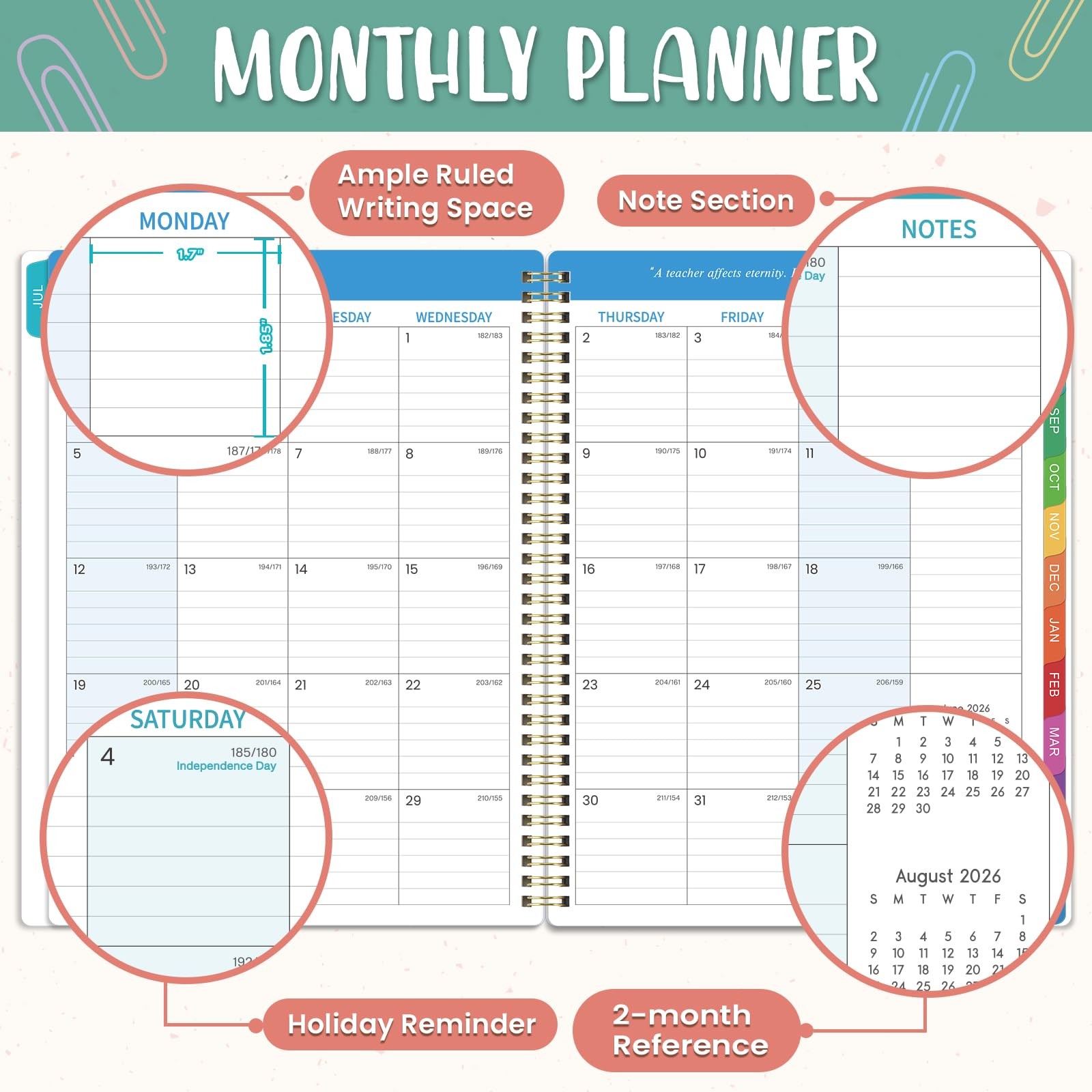 Teacher Planner 2026-2027 – Lesson Planners Letter, Yellow