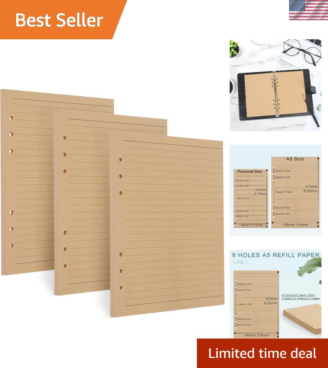 Smooth-Write A5 Paper 3 Pack – 270 Pages of Thick, Eye-Protection Filler