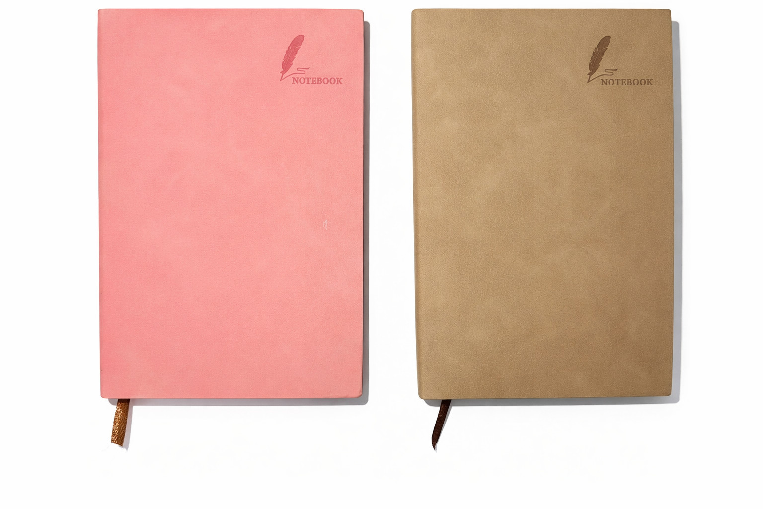 Set of 2 Lined Notebook A5 360 pages. Color Pink and Light Brown. Free Shipping.