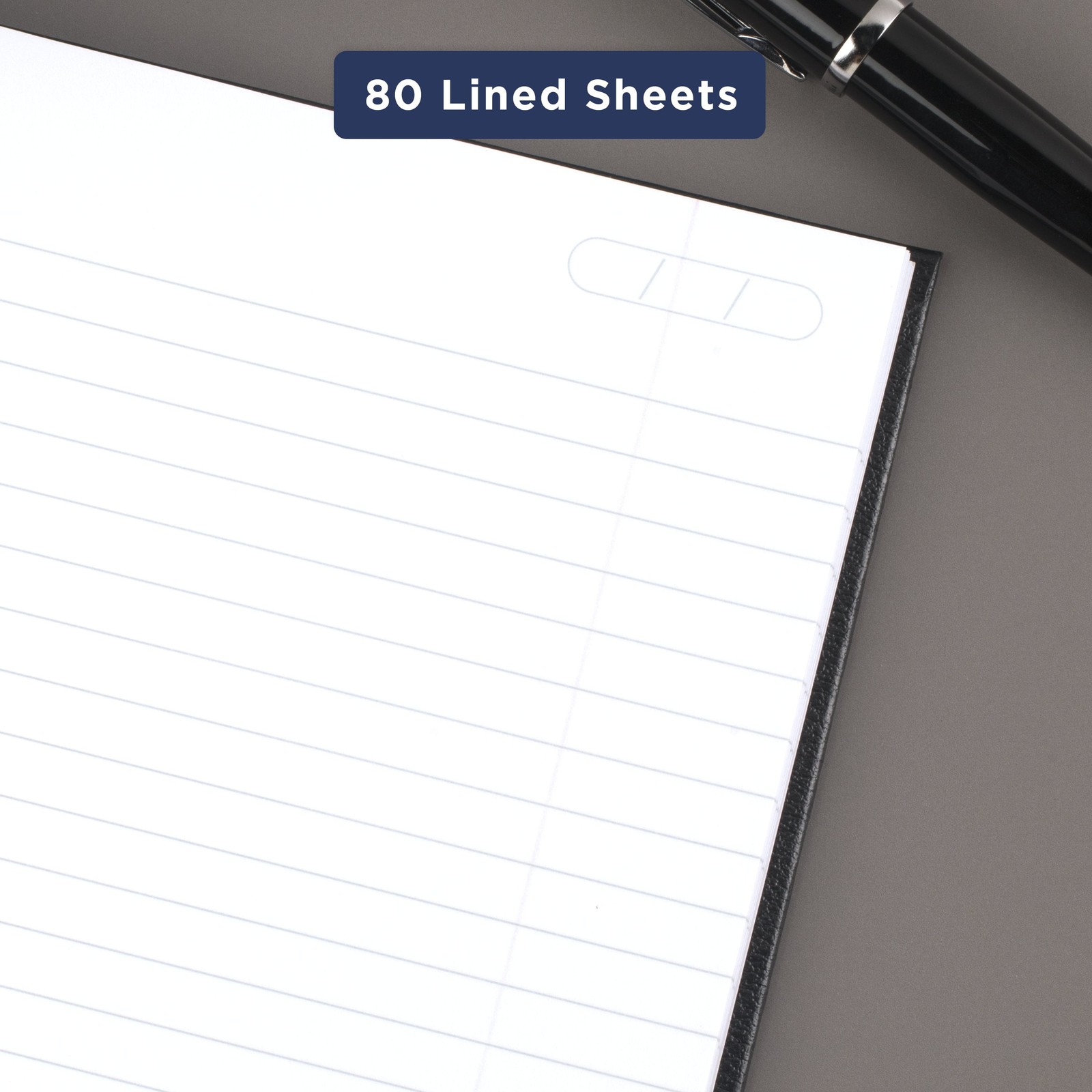 Business Writing Notebook, 5×8 Inches, Medium Ruled, 80 Sheets, Black