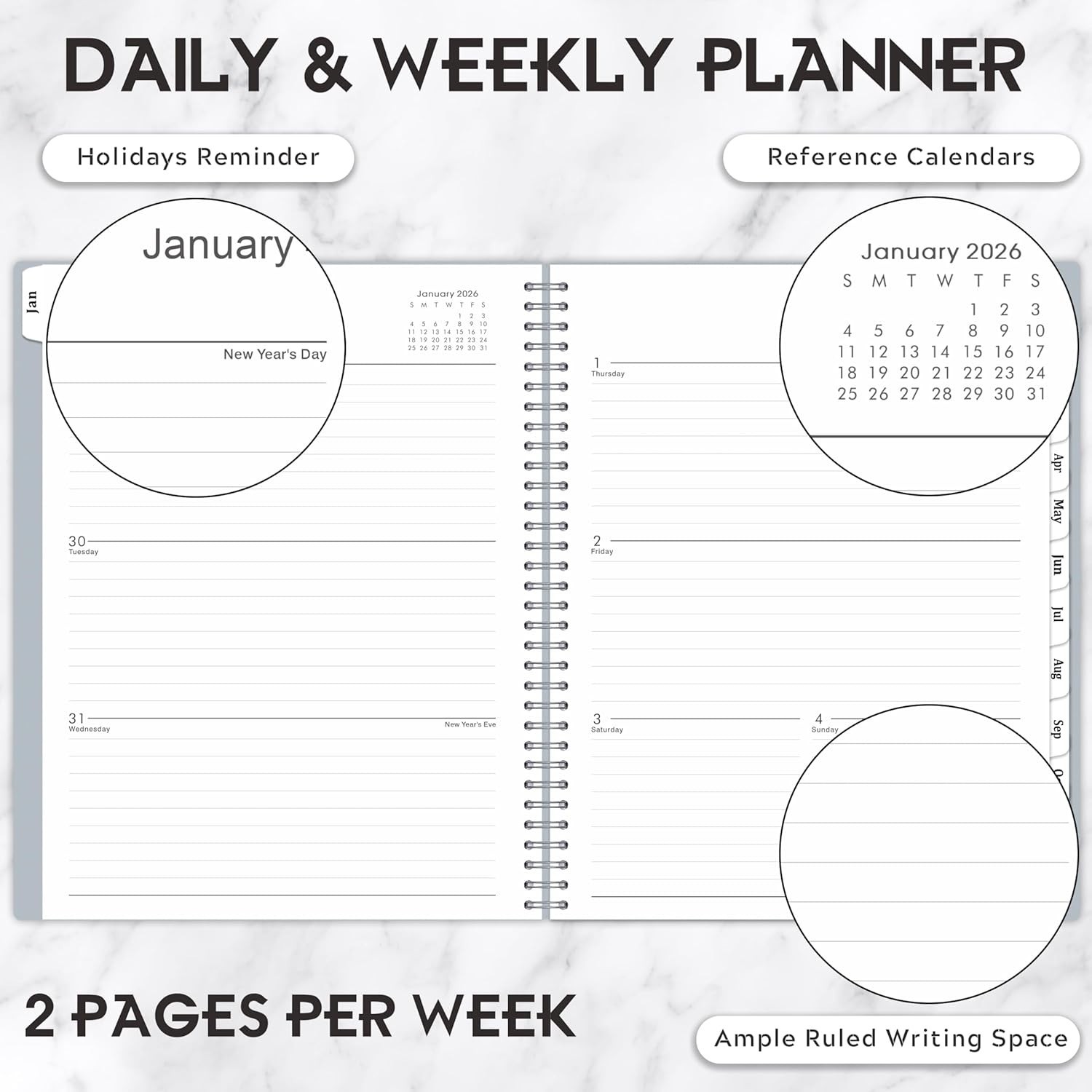 2026 Planner – January 2026 – December 2026, 9″ x 11″ Weekly Monthly Planner …