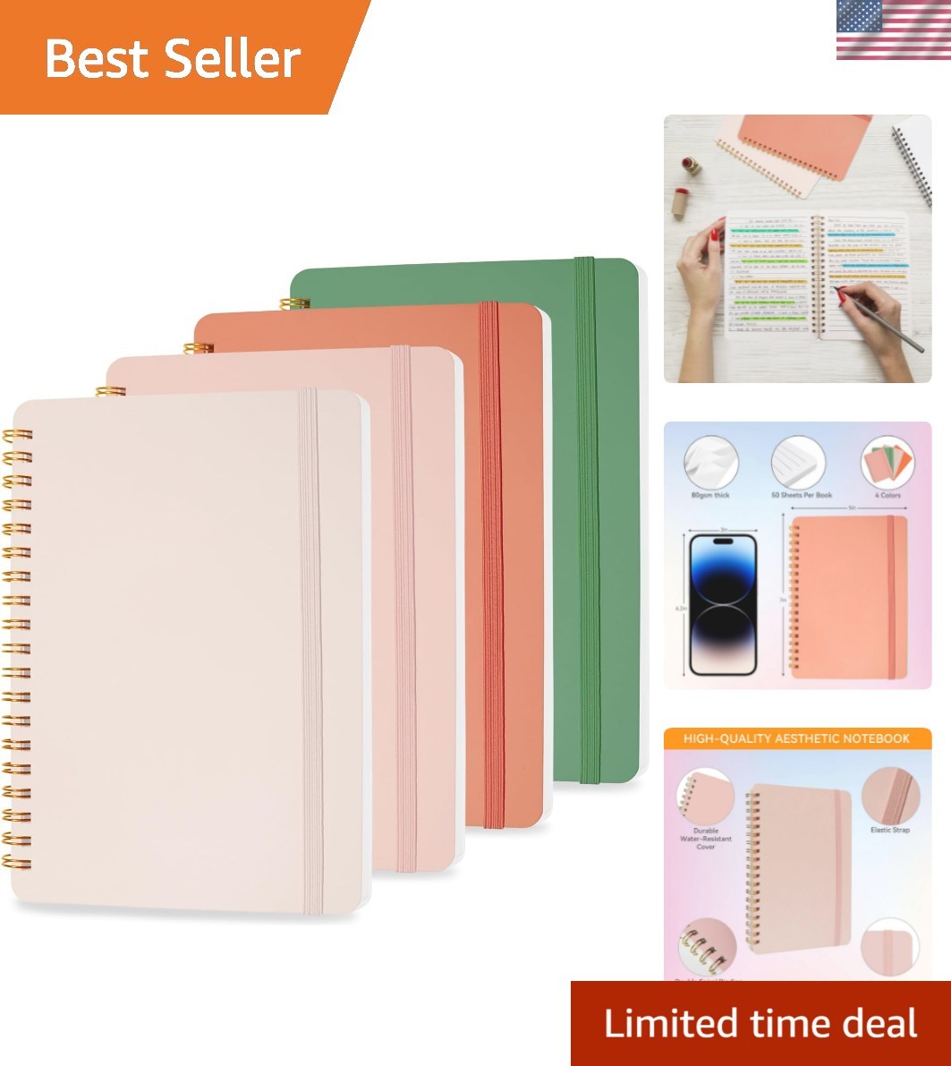 4 PCS Small Spiral Notebook 5×7, Spiral Journal Notebook, Notebooks for Work,…