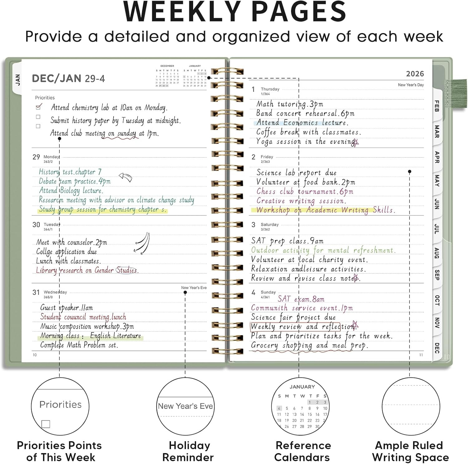 2026 Planner, Weekly and Monthly Planner, Large Size 8.5″ x 11″, 2026 Calendar,